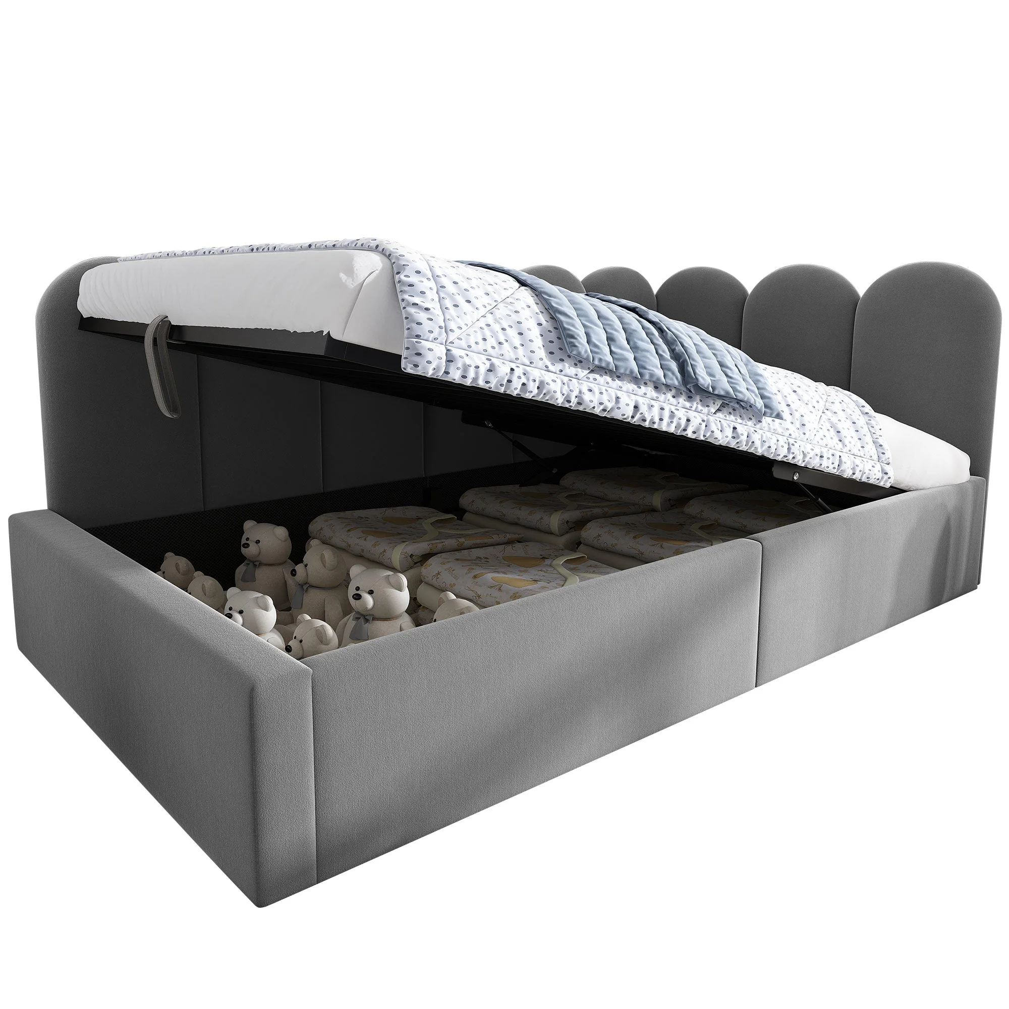 Daybed, Upholstered Sofa Bed with Hydraulic Storage, 90x190 cm, Velvet Gray - Image 10