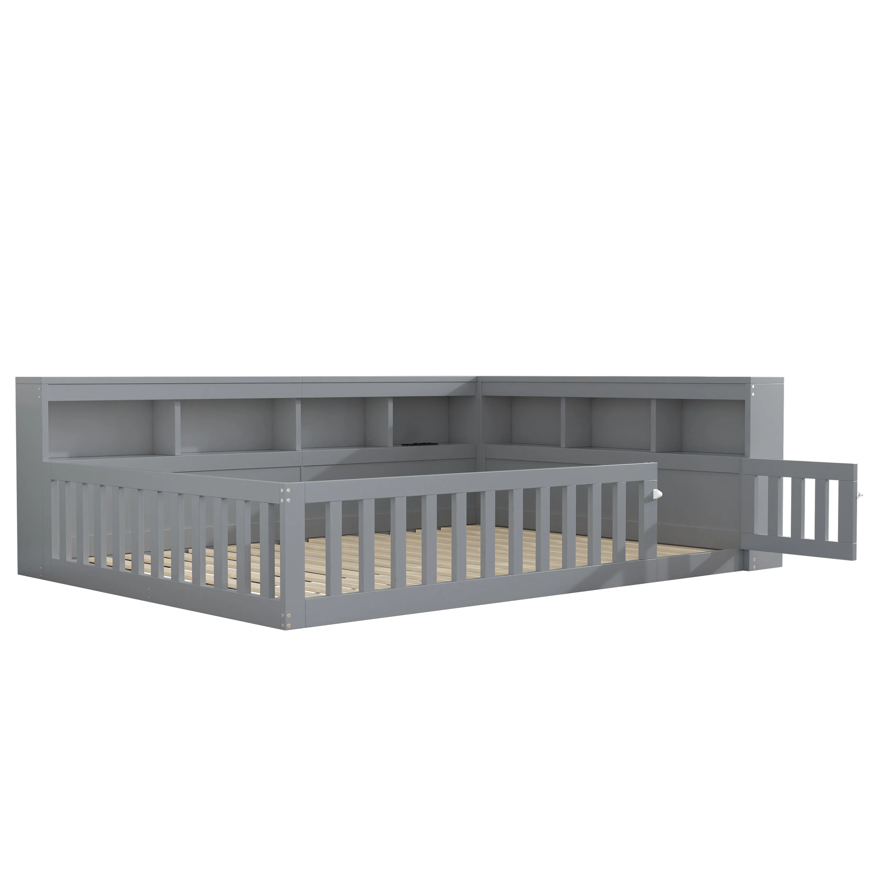 Daybed with Storage and USB Charging Port, 140x200cm, Grey Chipboard - Image 8