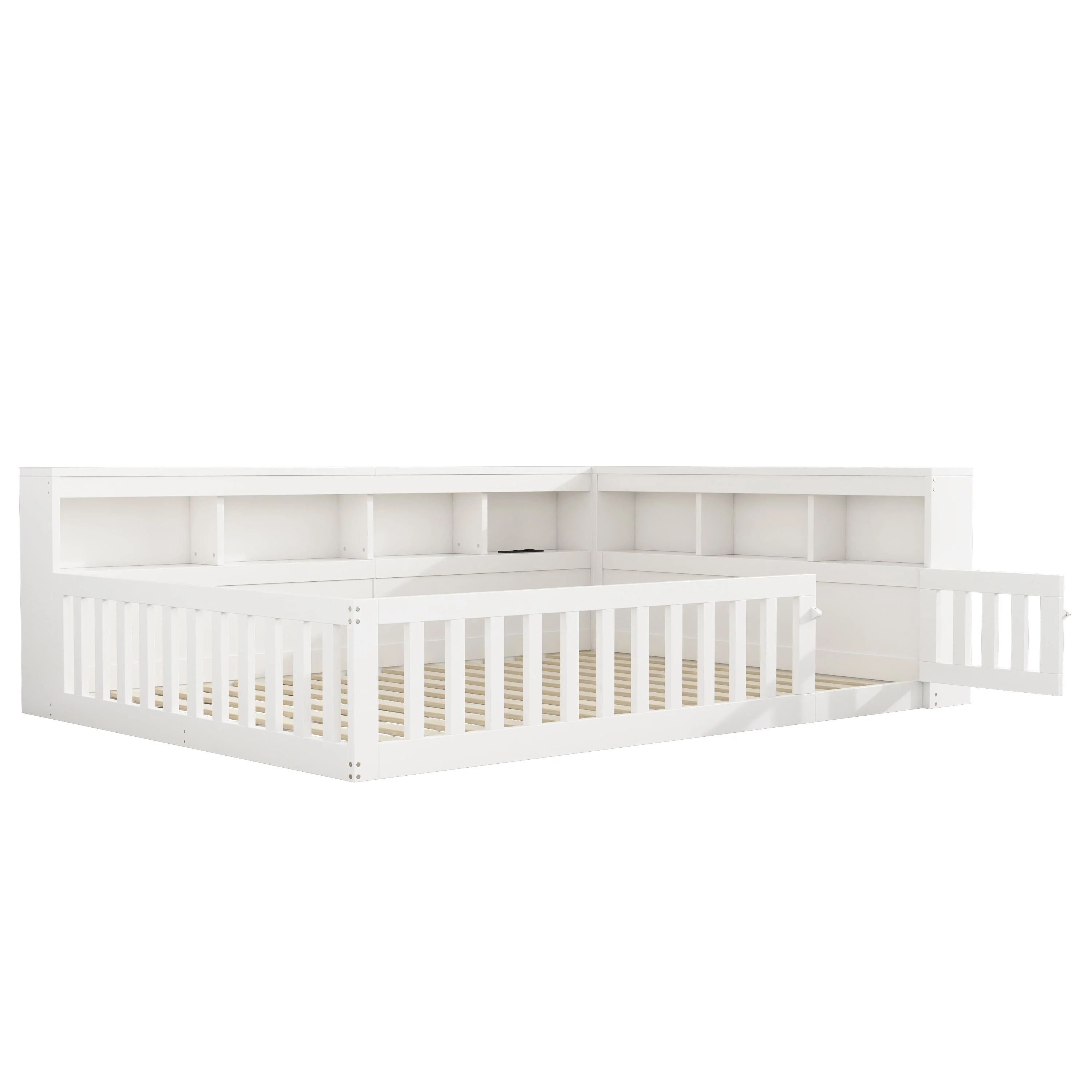 Daybed with Storage and USB Charging Port, 140x200cm, White Chipboard - Image 8