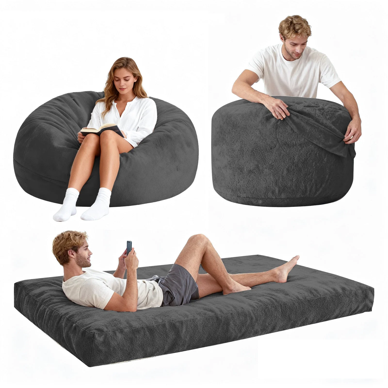 DBC-SHENHUI Convertible Bean Bag Chair Bed - 2-in-1 Lounge Solution - Image 7