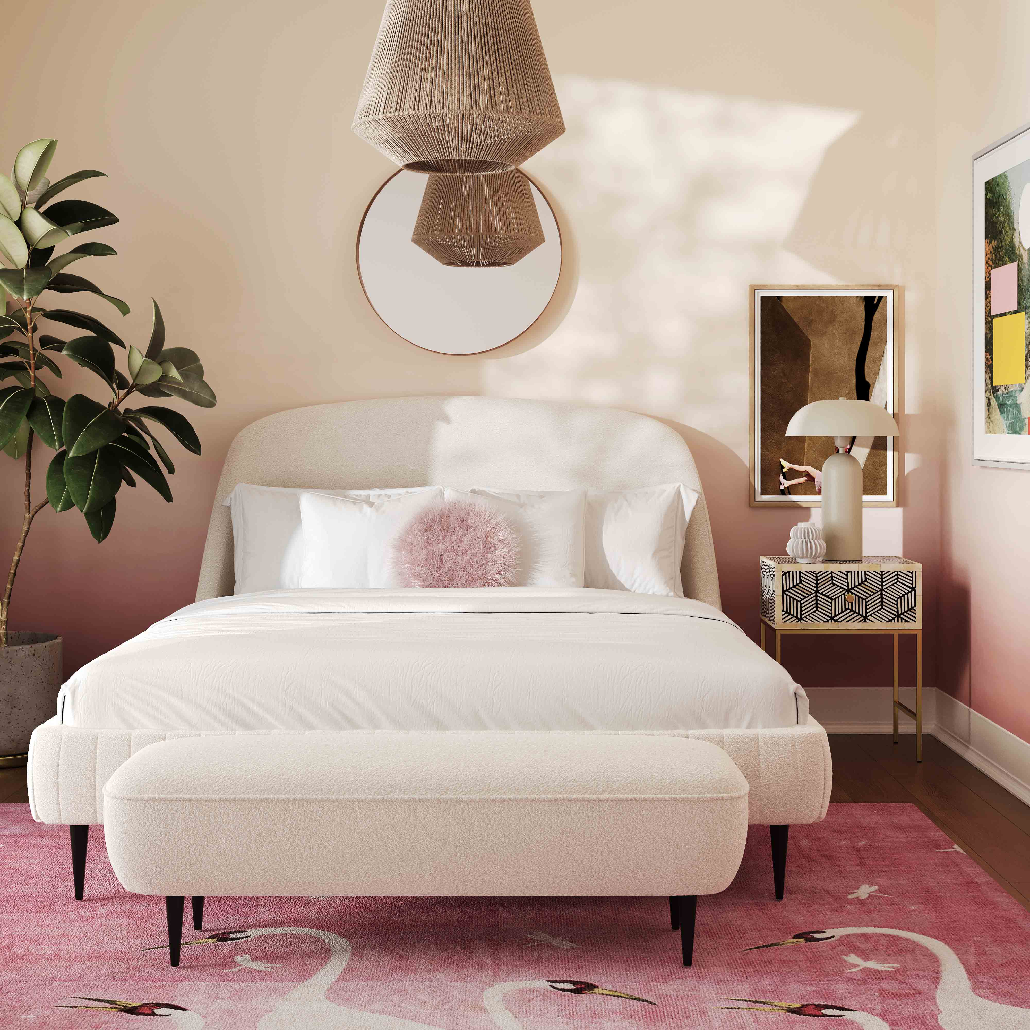 Denise Super King Bed Boucle Cream