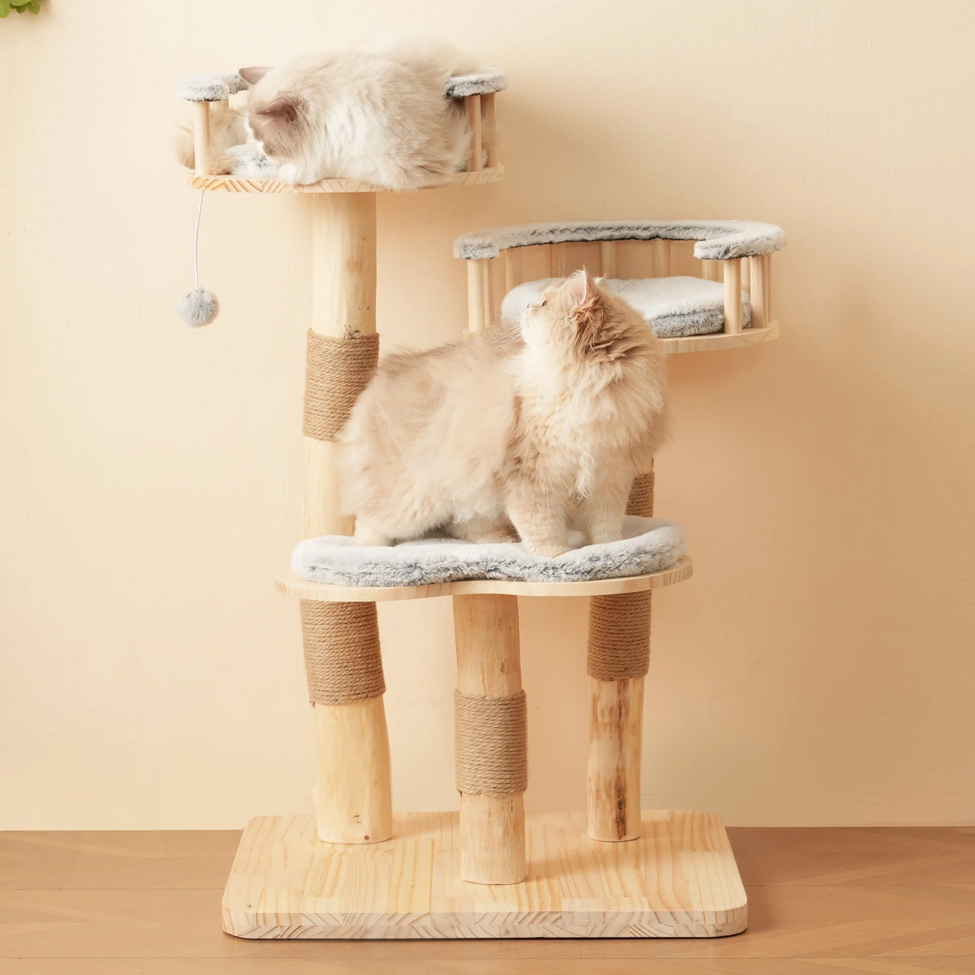 Designer Cat Climbing Frame 98cm 3-Step Jumping Board Solid Wood - Image 3
