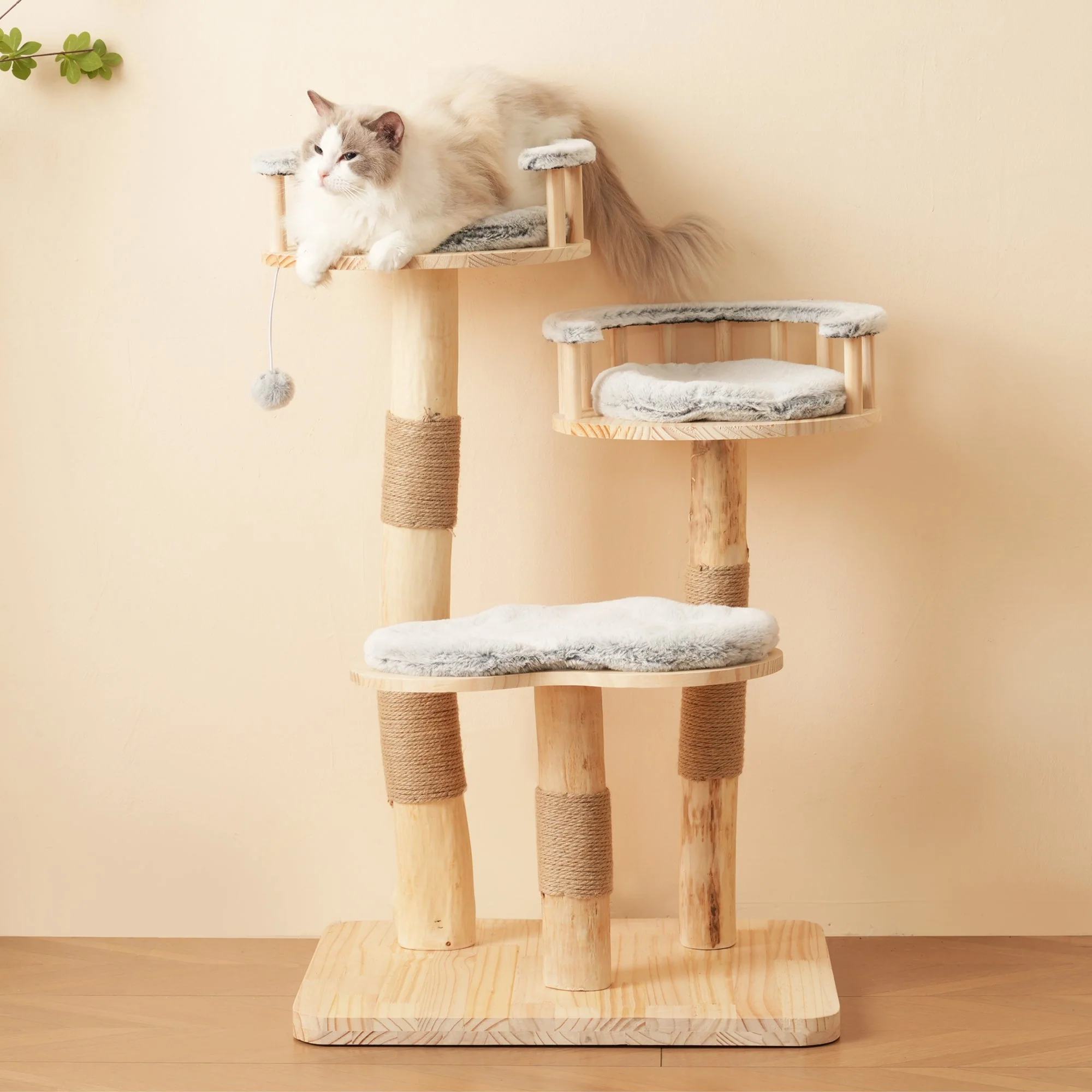 Designer Cat Climbing Frame 98cm 3-Step Jumping Board Solid Wood - Image 5