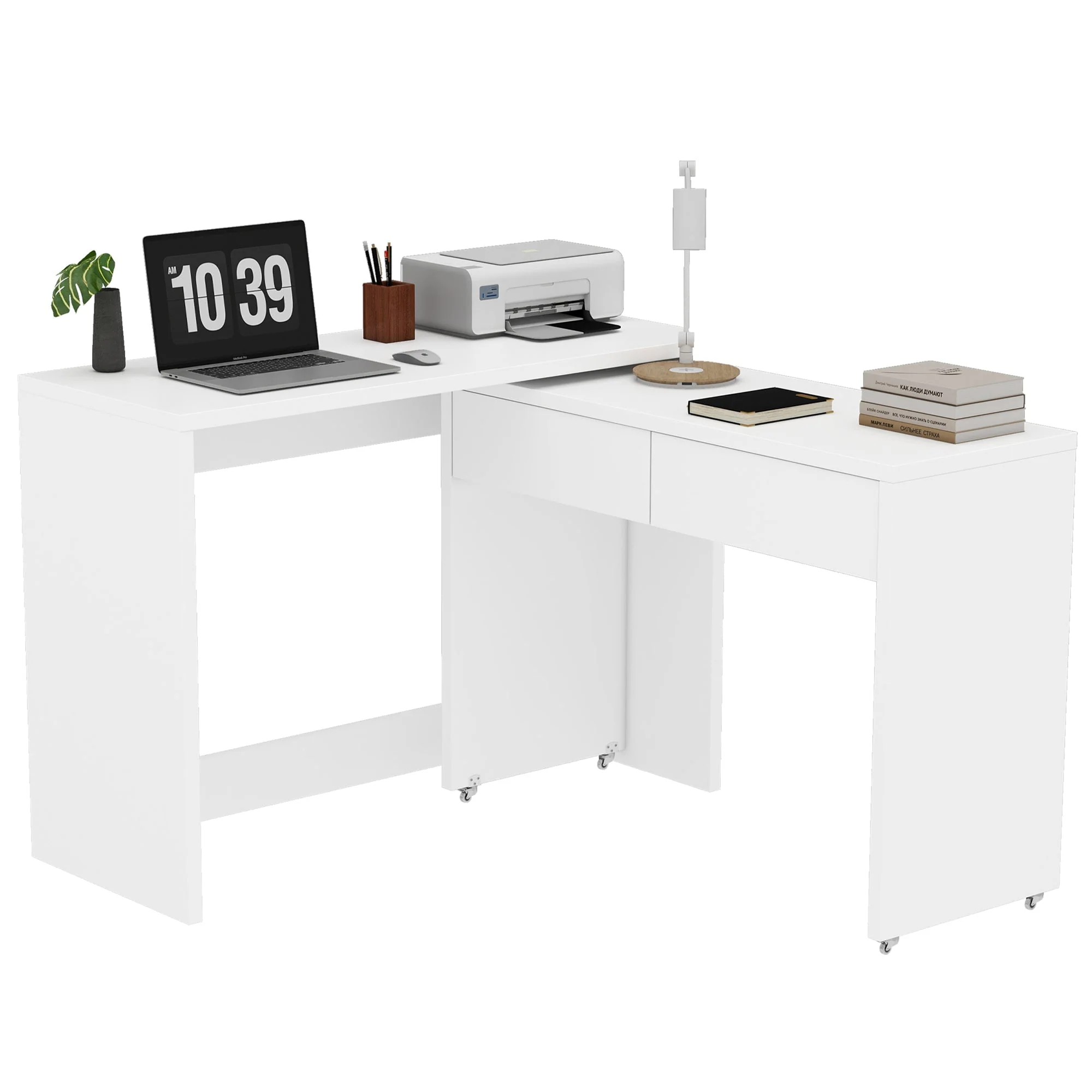 Desk + Chest of Drawers, 2-in-1 Extendable Compact Foldable, 1.8cm Thick Wood - Image 8