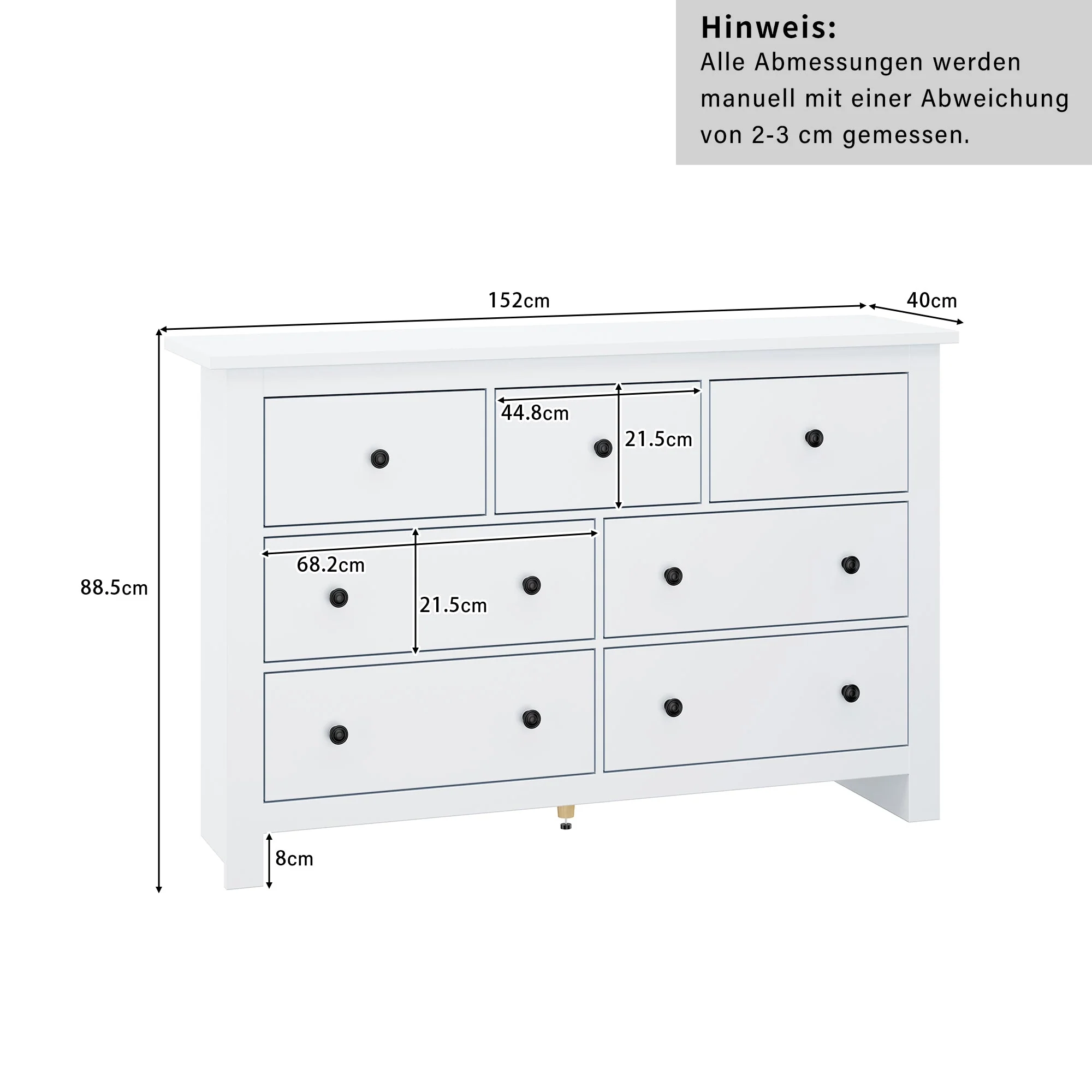 Dining Cabinet, Modern Minimalist 7-Drawer Buffet, White - Image 4
