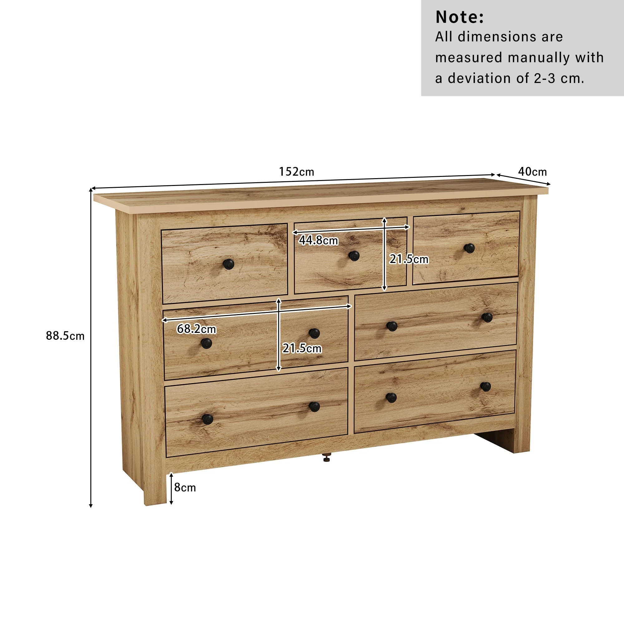 Dining Cabinet, Modern Minimalist Buffet with 7 Drawers, Original Wood - Image 4