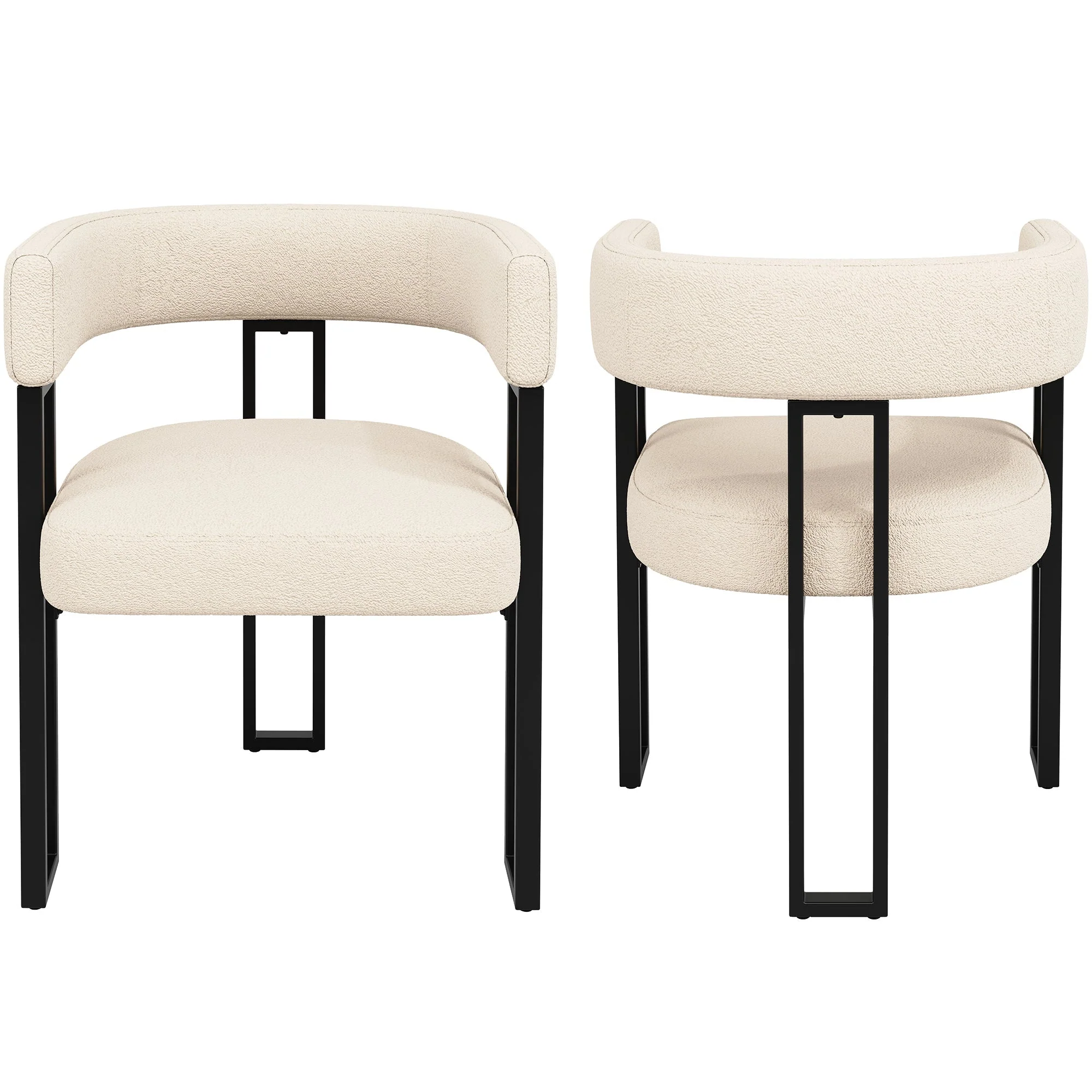 Dining Chair 2-Piece Set, Ergonomic Luxury with Curved Backrest, Beige Fabric - Image 4