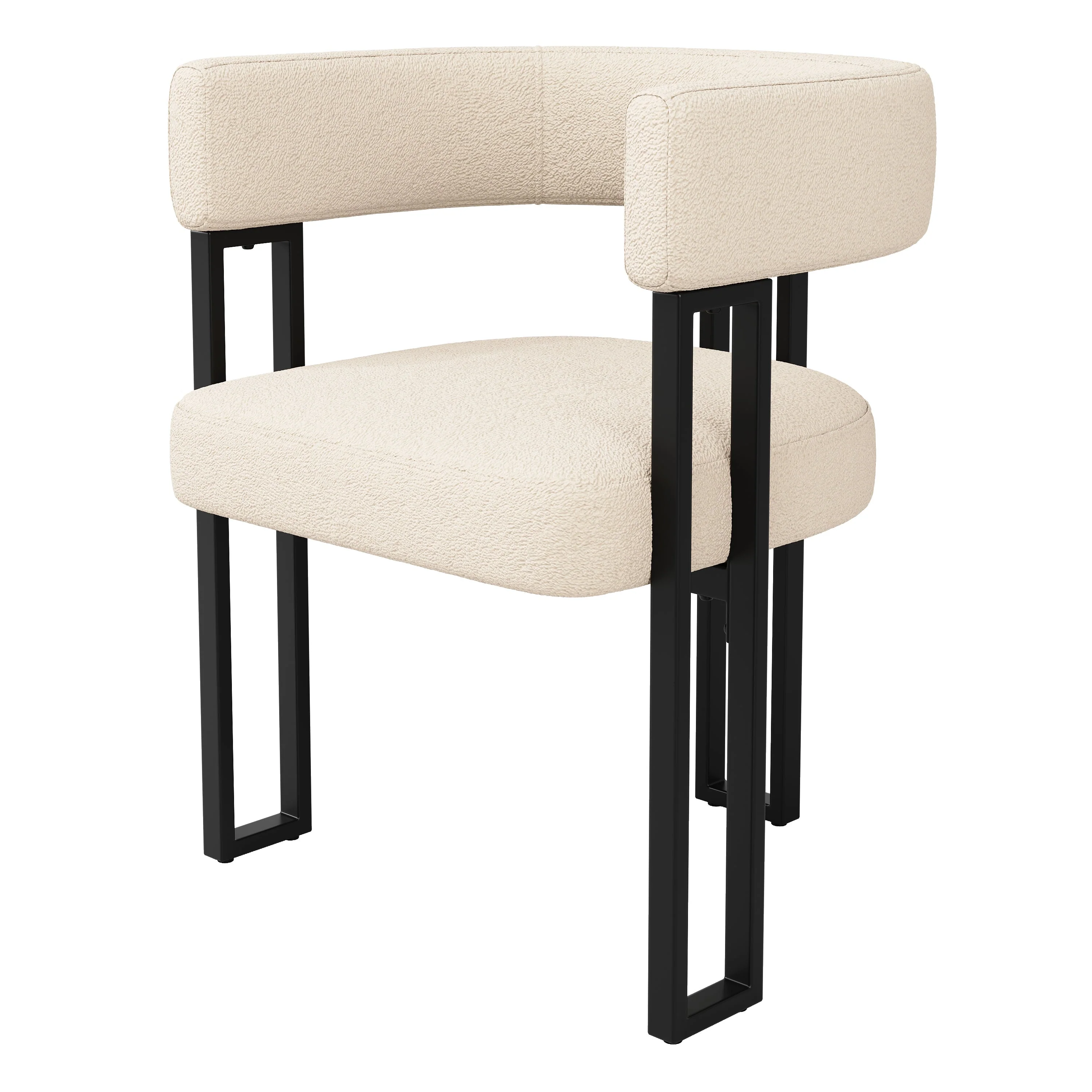 Dining Chair 2-Piece Set, Ergonomic Luxury with Curved Backrest, Beige Fabric - Image 6