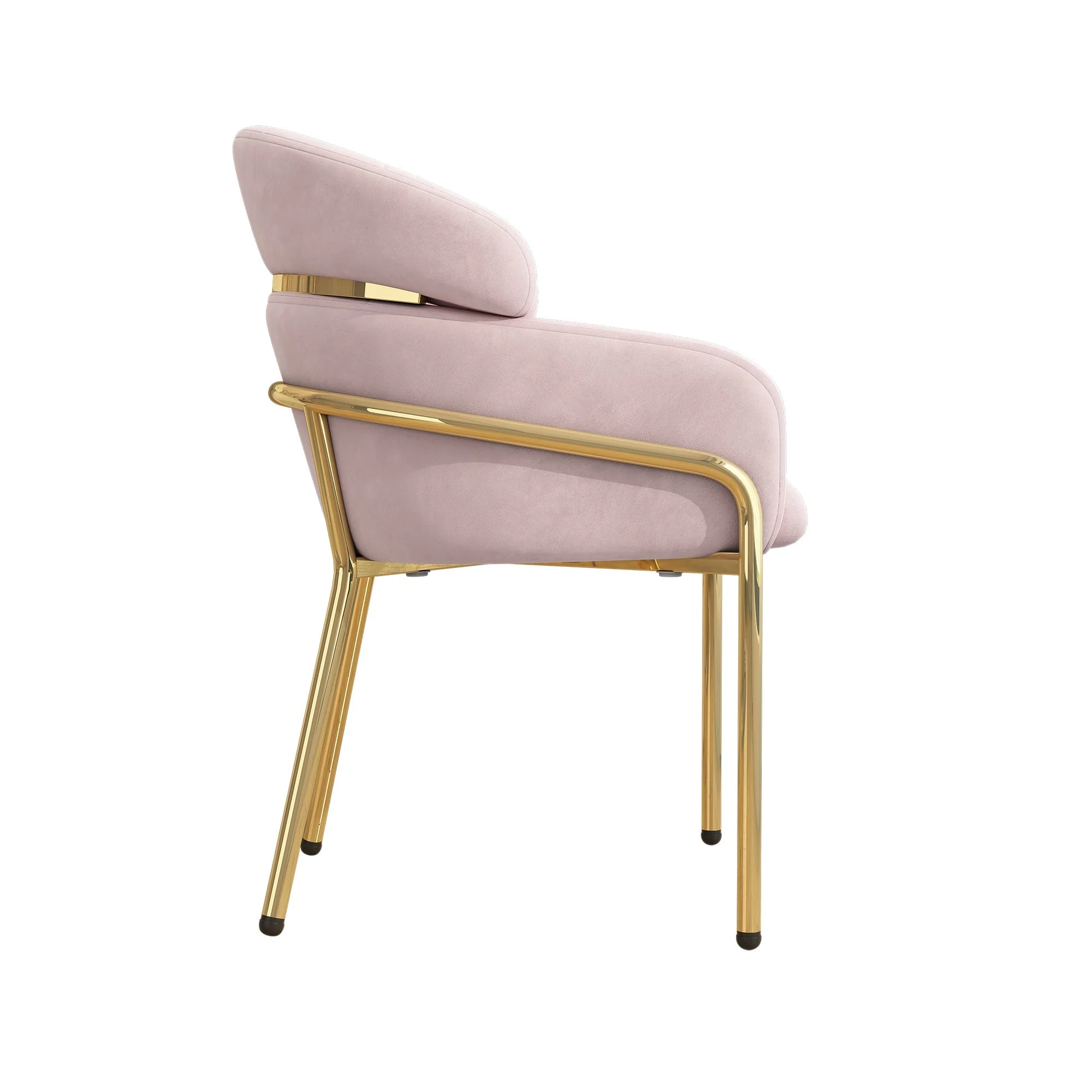 Dining Chair Light Luxury Leisure Metal Legs Velvet Pink - Image 8