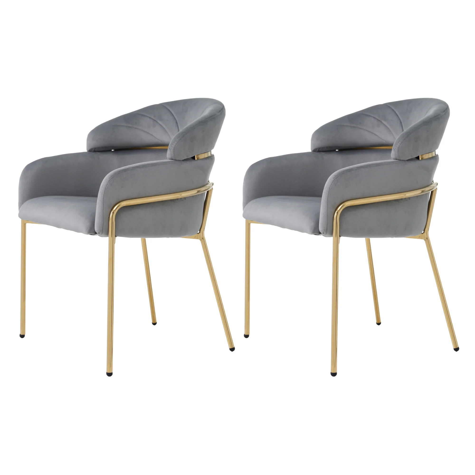 Dining Chair Set of 2, Leisure Chair with Metal Legs, Grey Velvet - Image 5