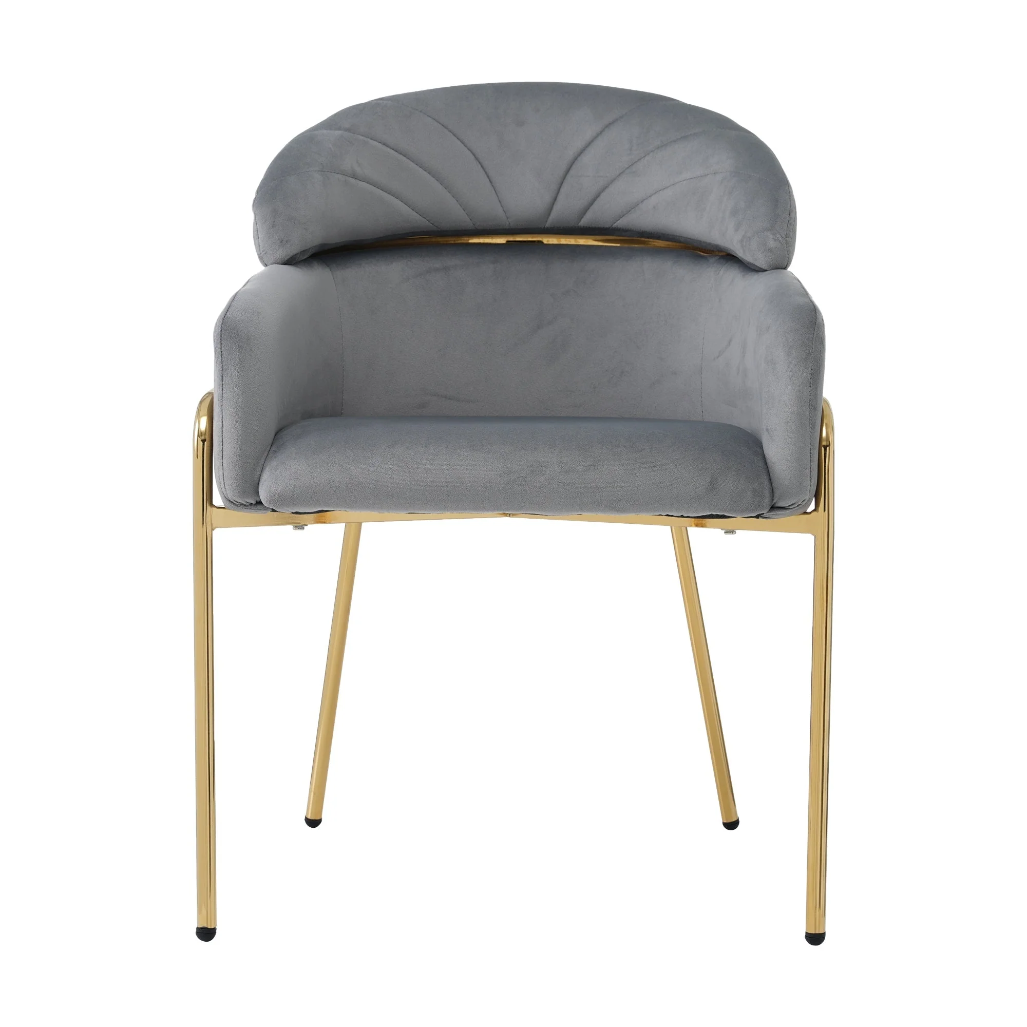 Dining Chair Set of 2, Leisure Chair with Metal Legs, Grey Velvet - Image 6