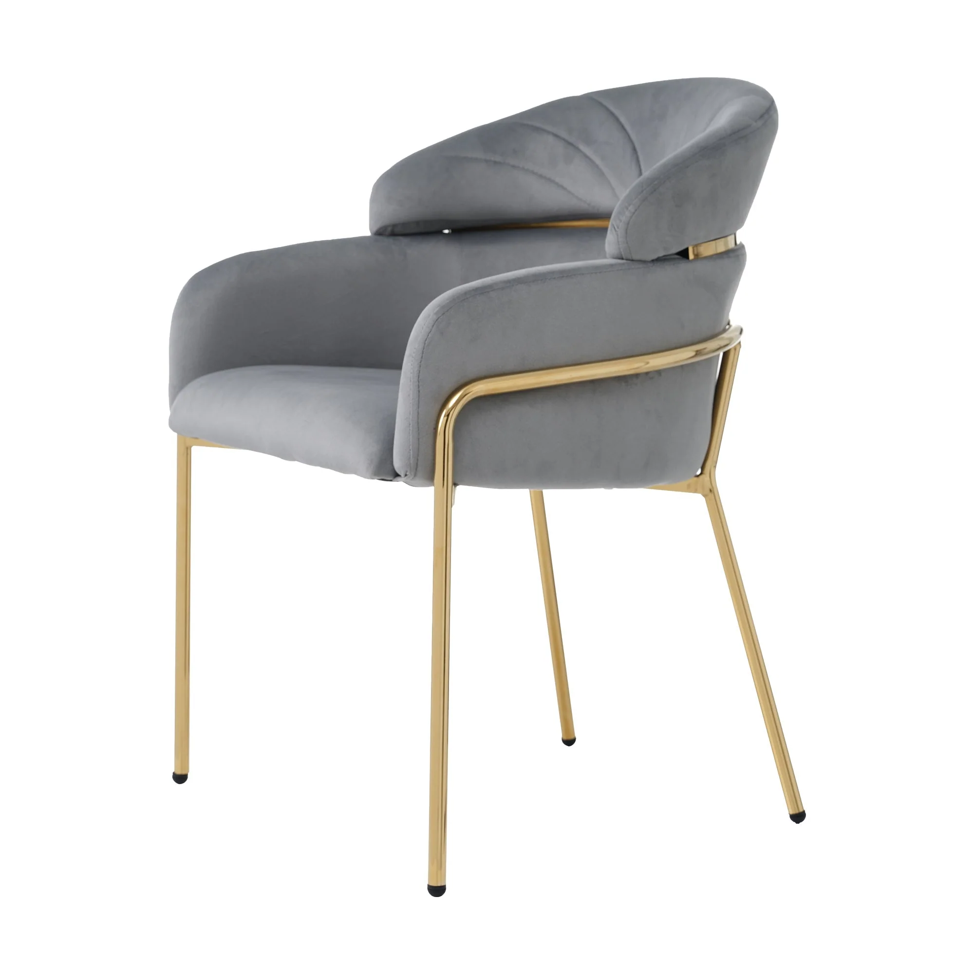 Dining Chair Set of 2, Leisure Chair with Metal Legs, Grey Velvet - Image 8