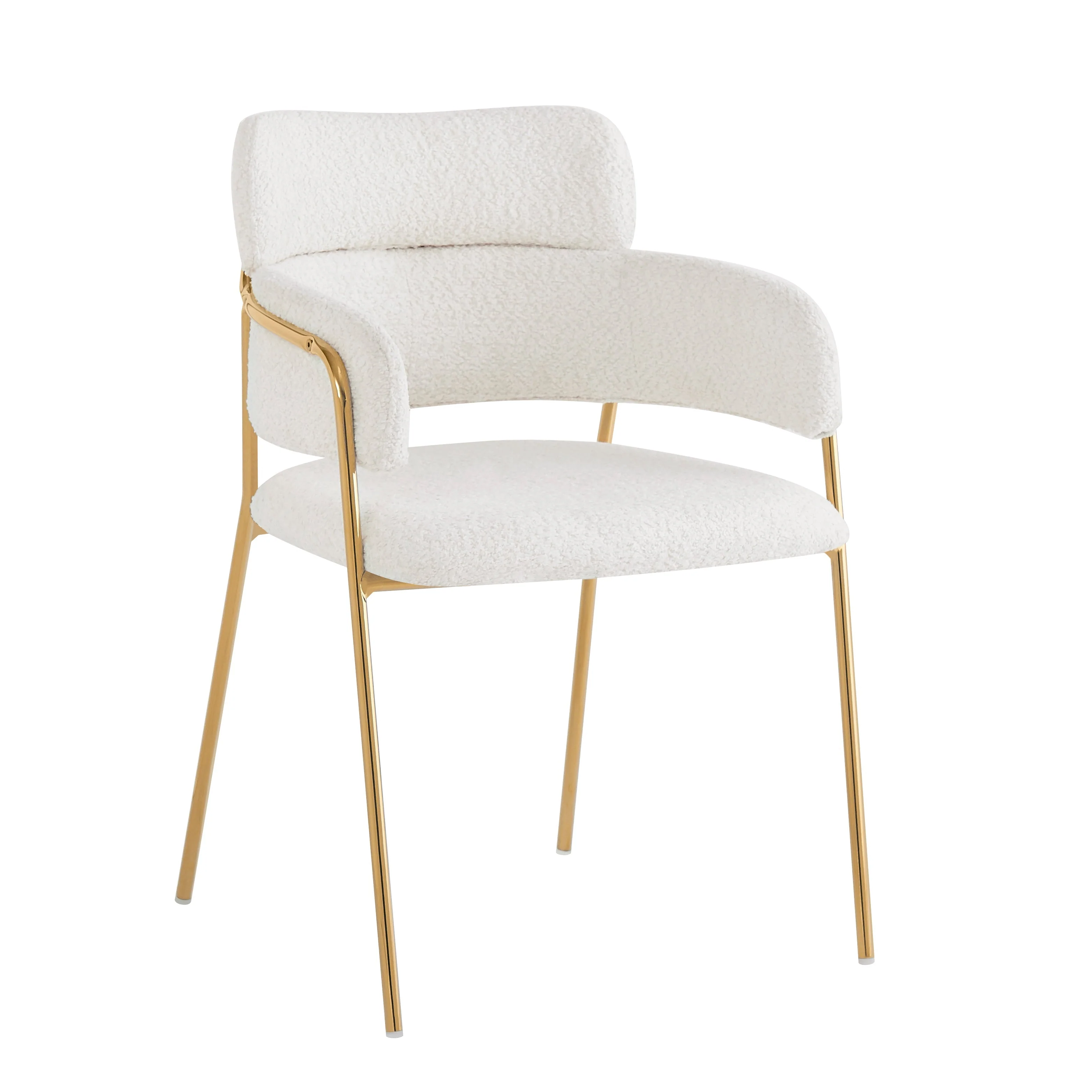 Dining Chair Set of 2 Modern Ergonomic Gold Legs - Beige - Image 10