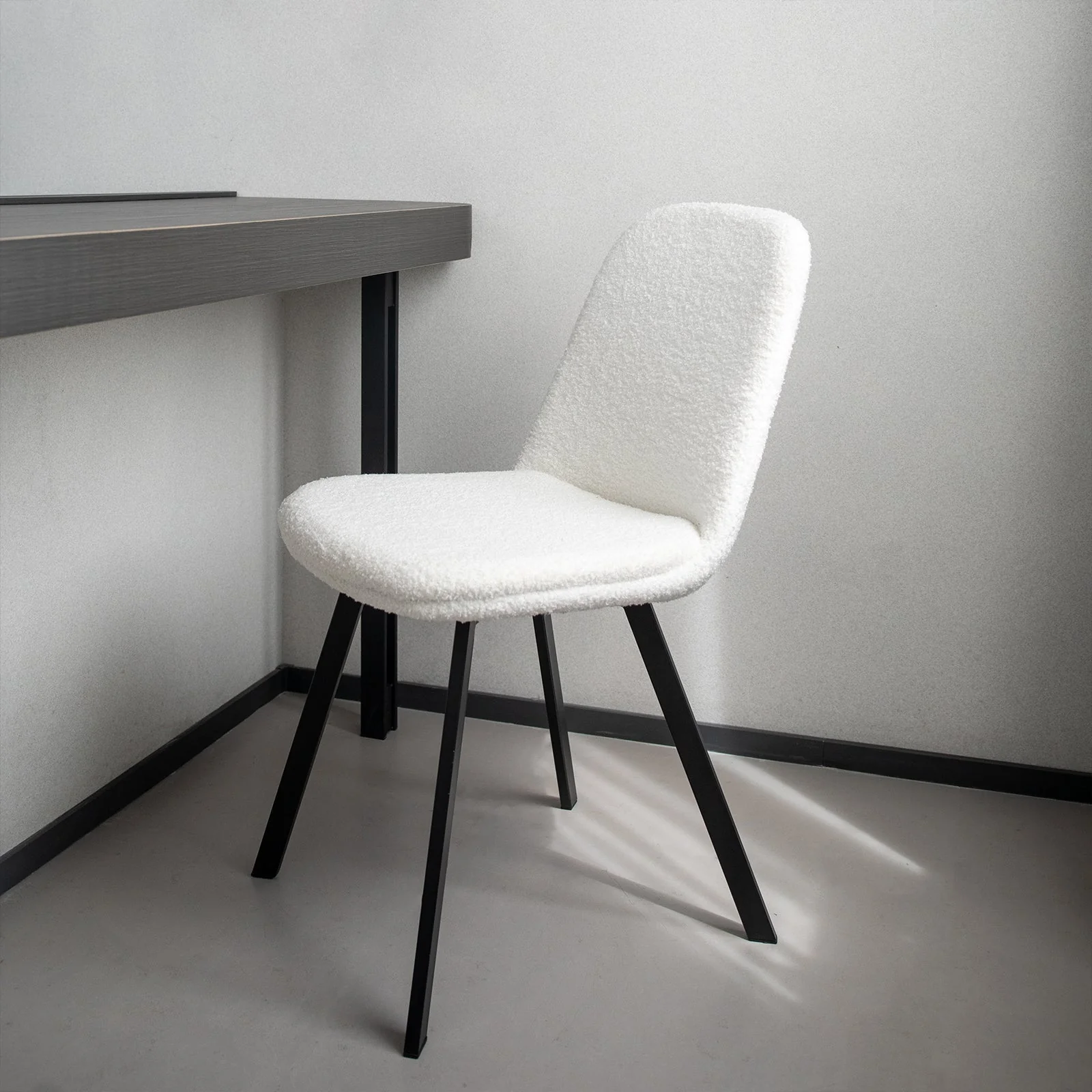 Dining Chair Set of 2 Soft Padded Metal Frame - Teddy Fleece - Image 3