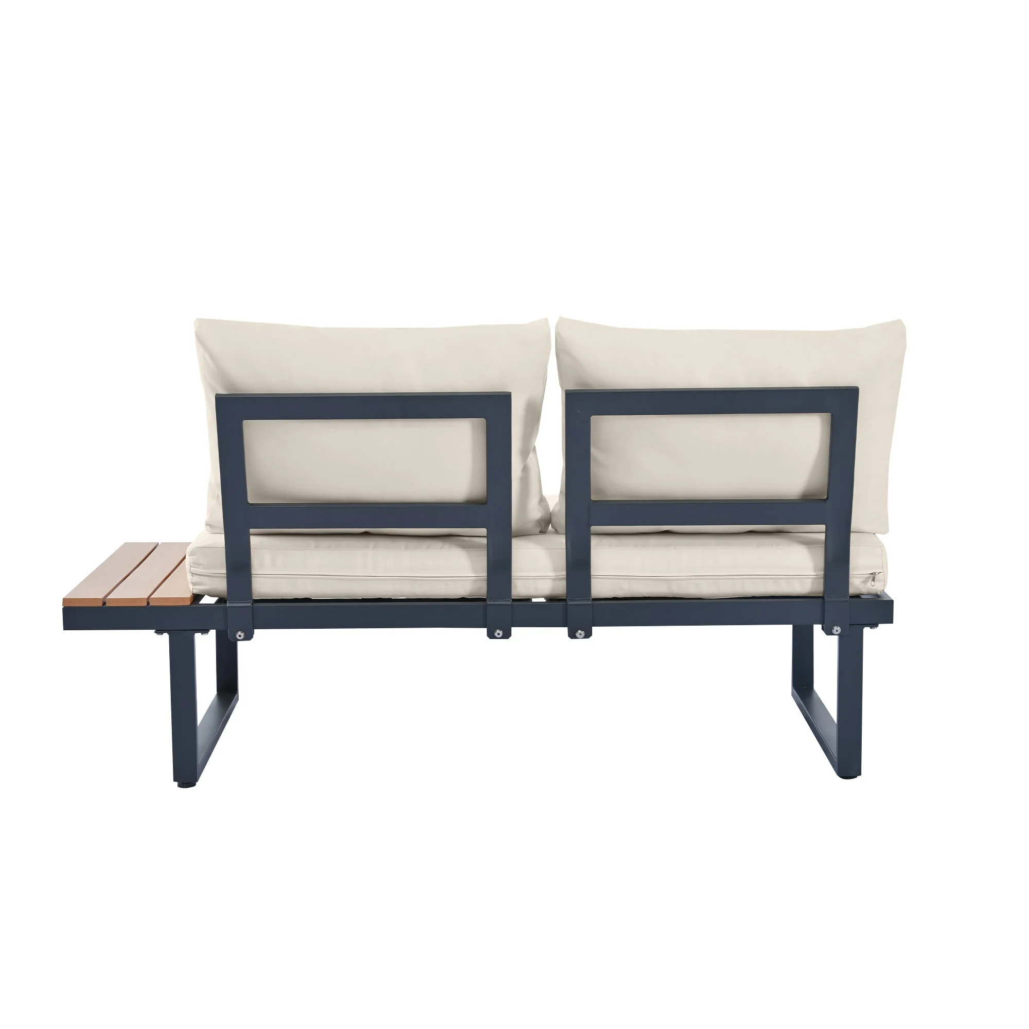 Outdoor Corner Lounge Sofa Set with Adjustable Backrest and Teak-Style Panels - Image 3