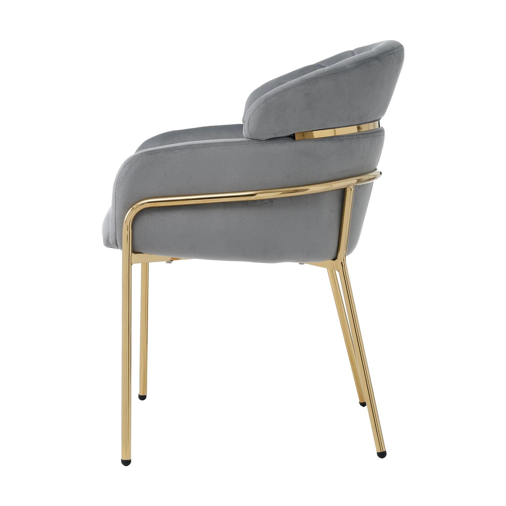 Dining Chair Set of 4, Leisure Chair with Metal Legs, Grey Velvet - Image 10