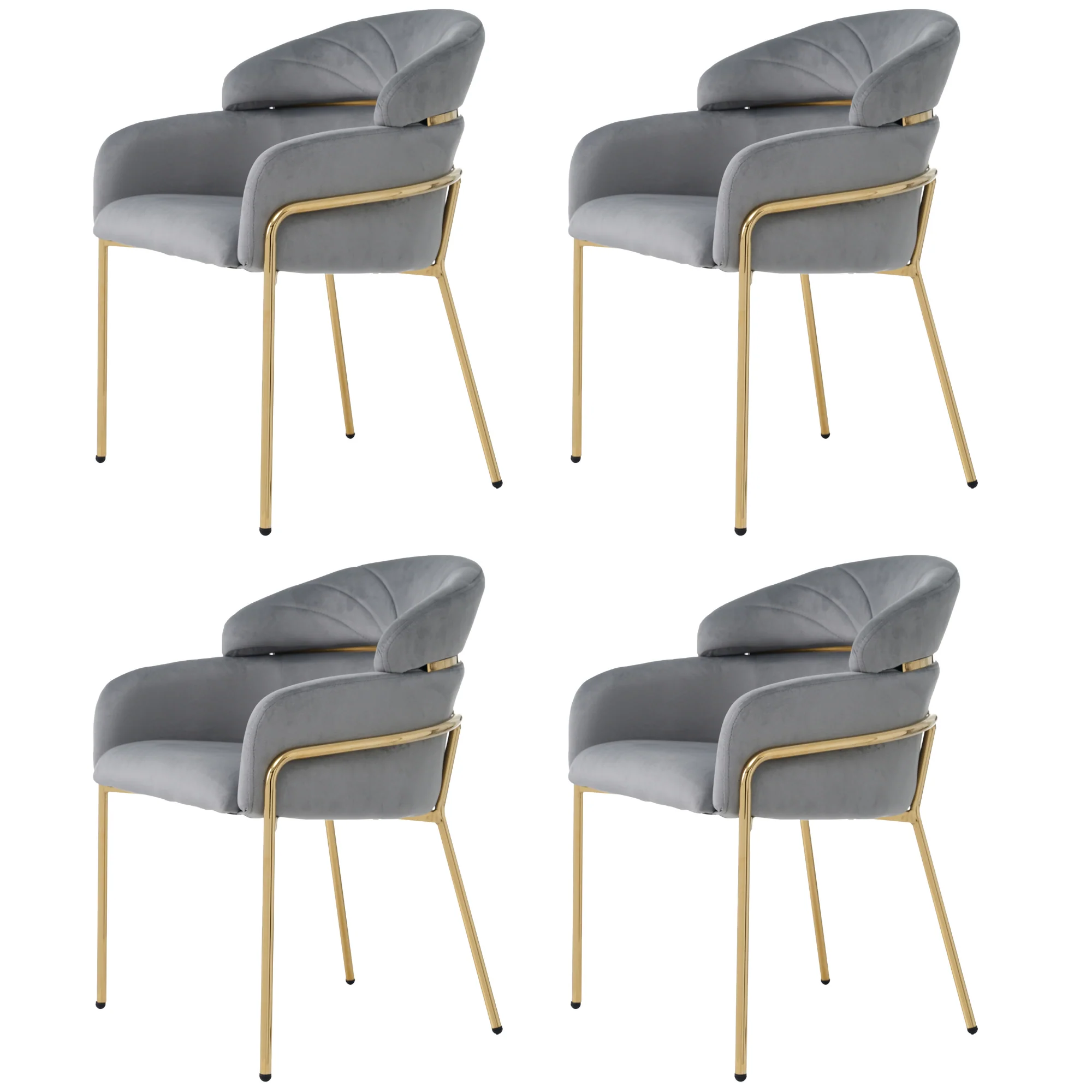 Dining Chair Set of 4, Leisure Chair with Metal Legs, Grey Velvet - Image 5
