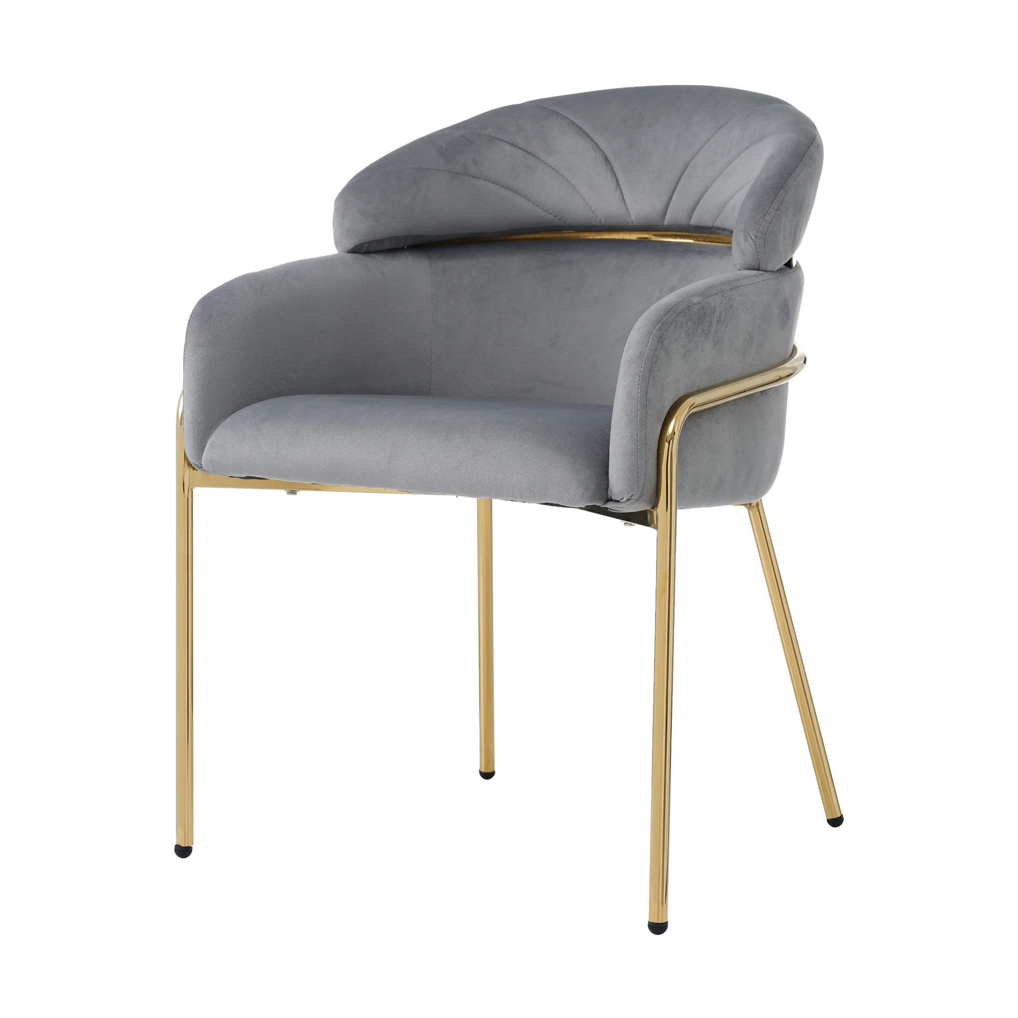 Dining Chair Set of 4, Leisure Chair with Metal Legs, Grey Velvet - Image 8