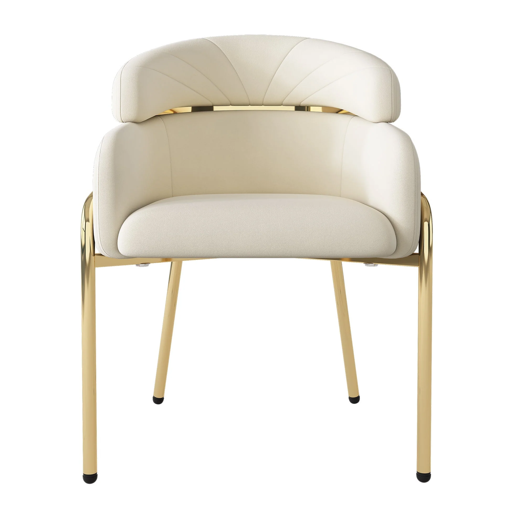 Dining Chair Set of 4 Metal Legs Velvet Beige - Image 7