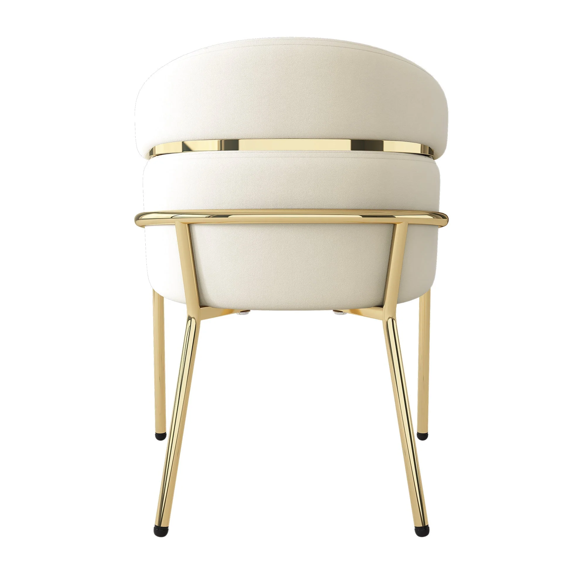 Dining Chair Set of 4 Metal Legs Velvet Beige - Image 8