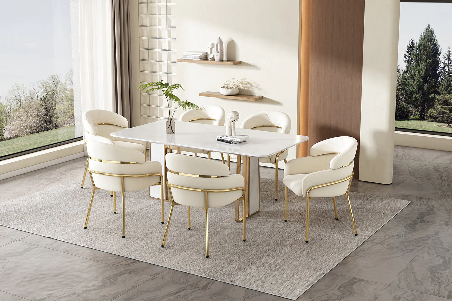 Dining Chair Set of 4 Metal Legs Velvet Beige - Image 9