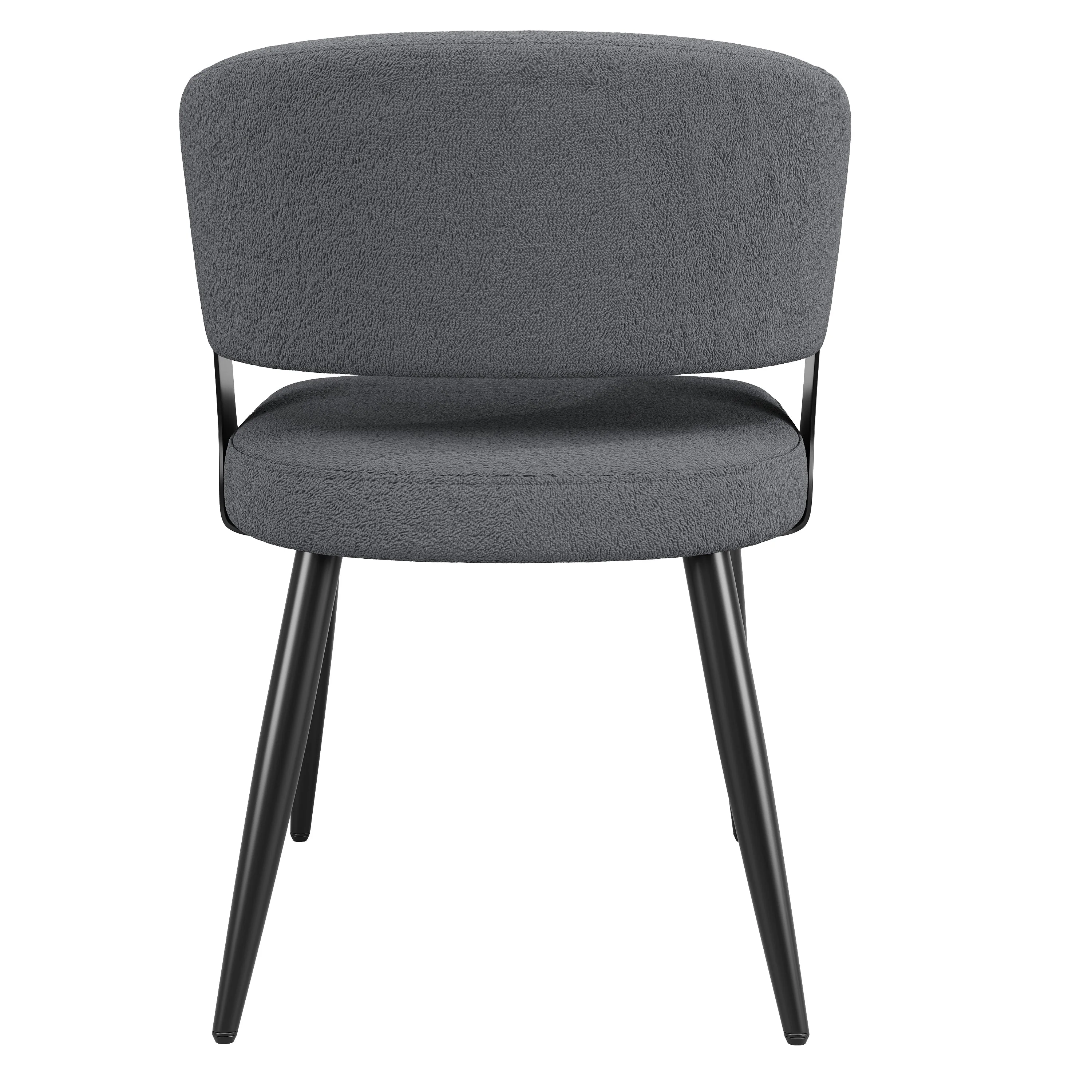 Dining Chair Set of 6, Ergonomic Design with Curved Backrest, Beige/Grey Flannel - Image 3