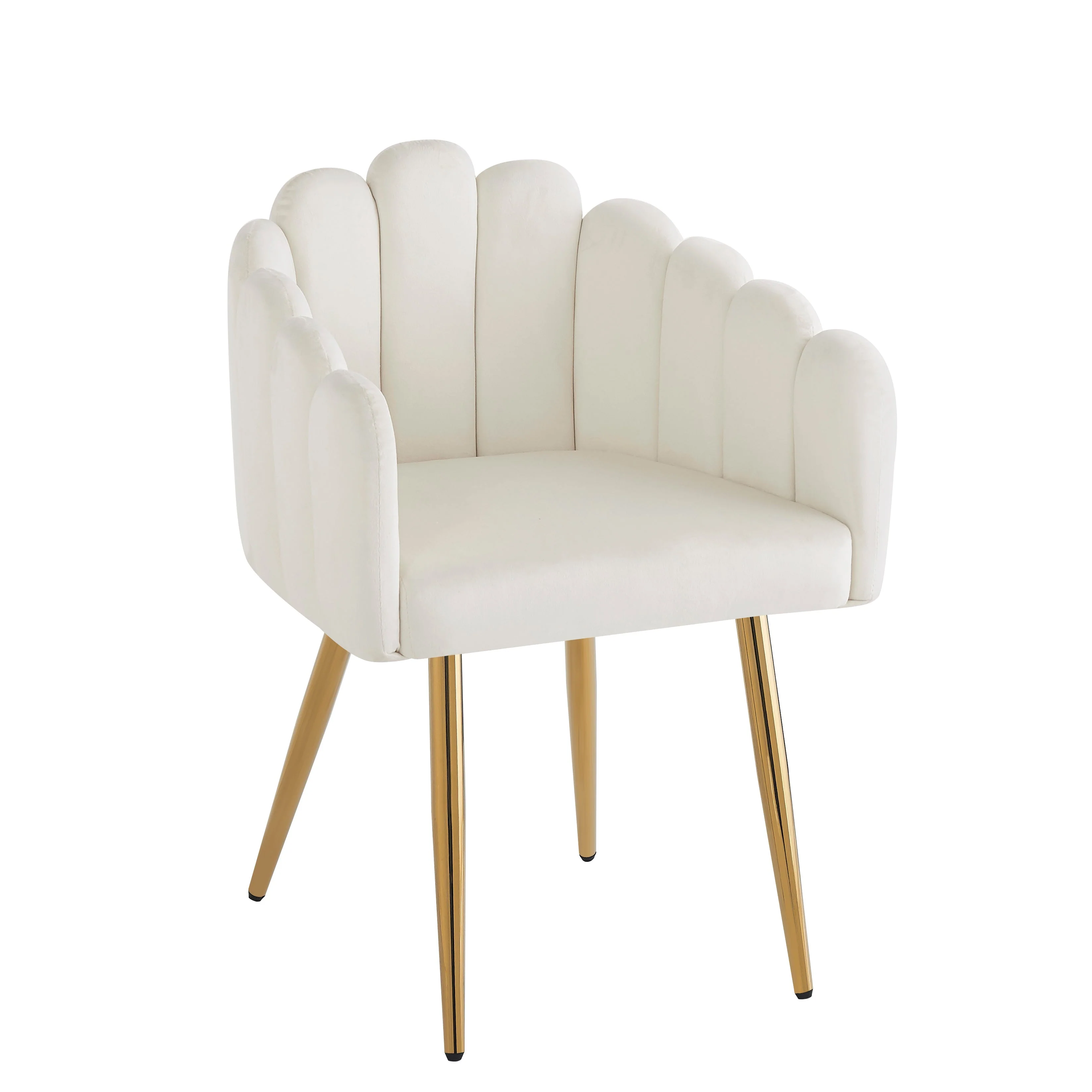 Dining Chair Set of 6 Fan-Shaped Gold Legs Adjustable - Velour - Image 7