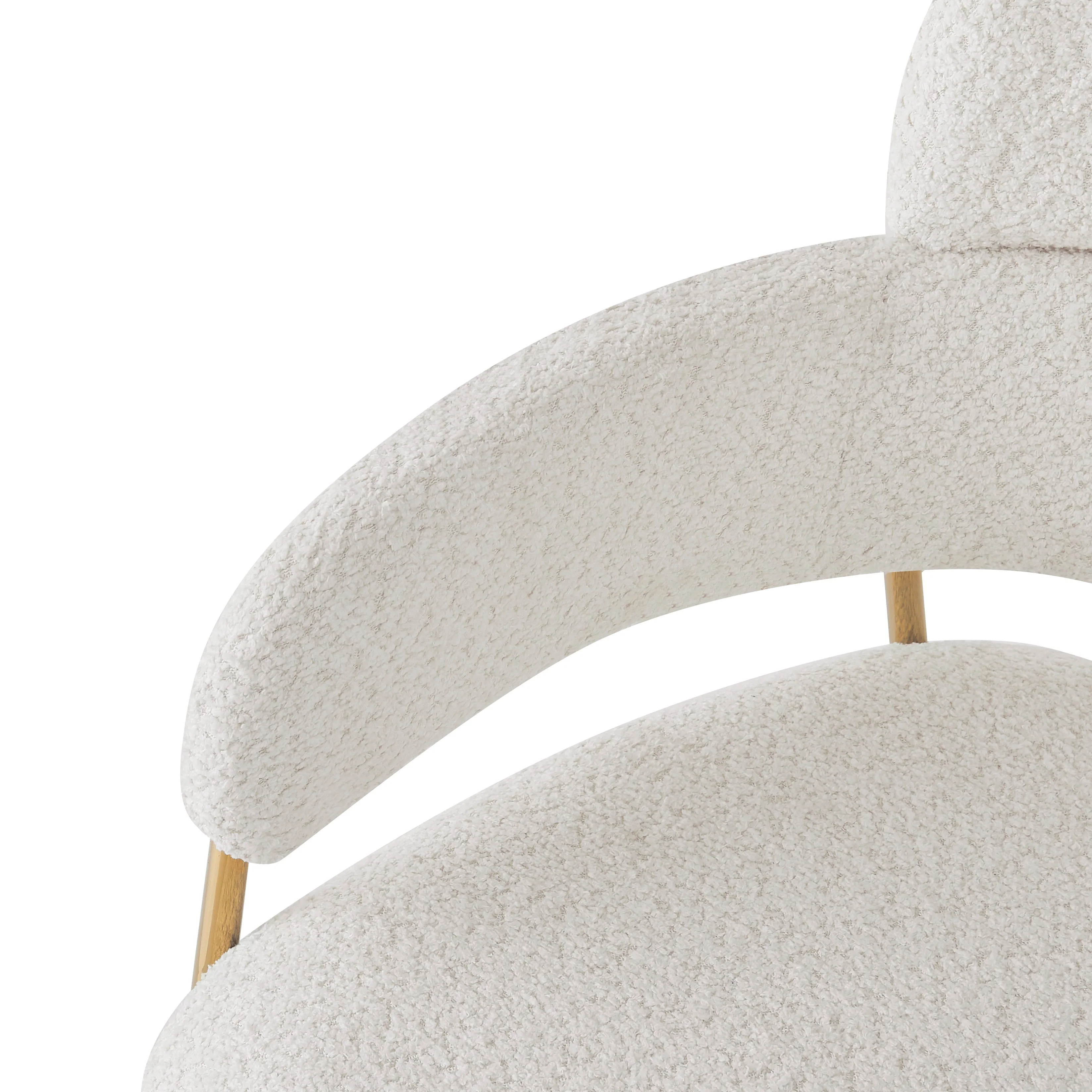 Dining Chair Set of 6 Modern Ergonomic Gold Legs - Beige - Image 6
