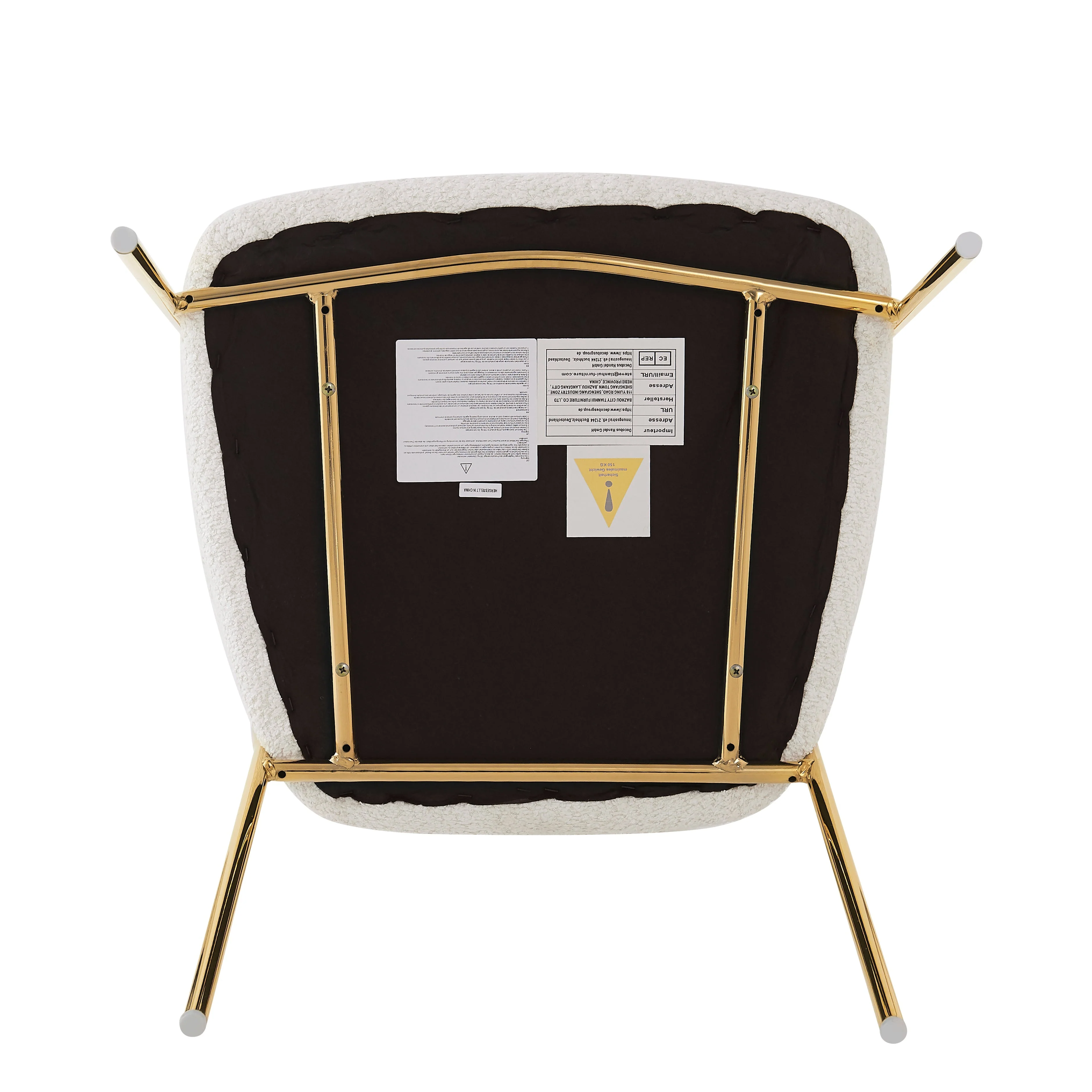 Dining Chair Set of 6 Modern Ergonomic Gold Legs - Beige - Image 7