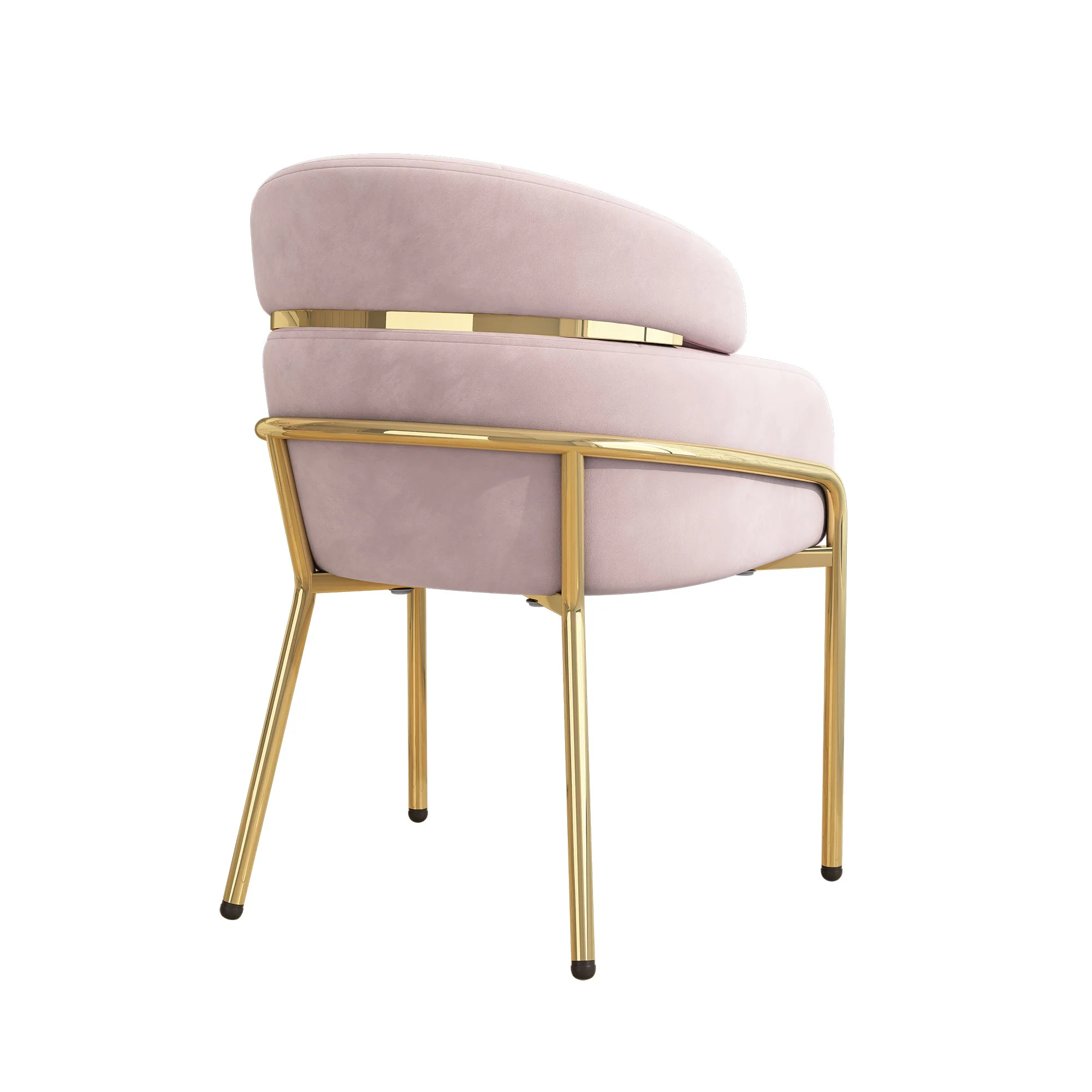 Dining Chair, Single Light Luxury Leisure Chair with Metal Legs, Pink Velvet - Image 8