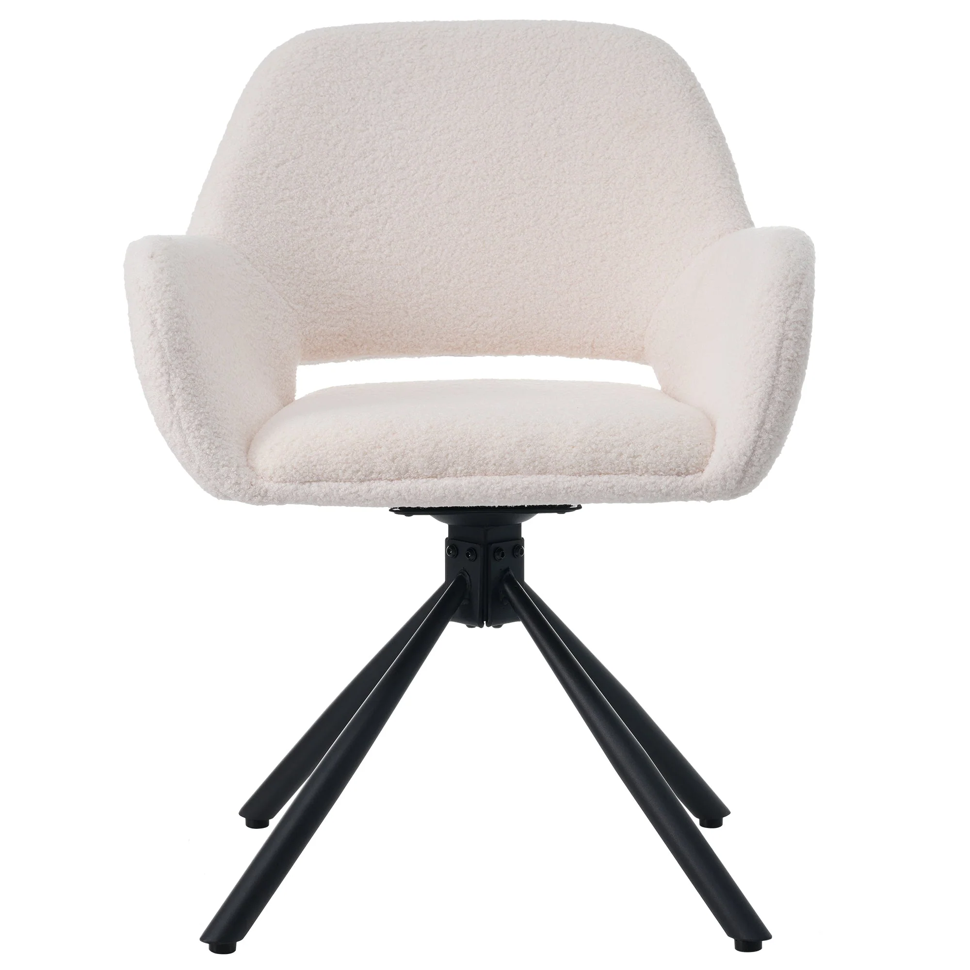 Dining Chair Swivel Set of 4 with Handrails - Sherpa White - Image 6
