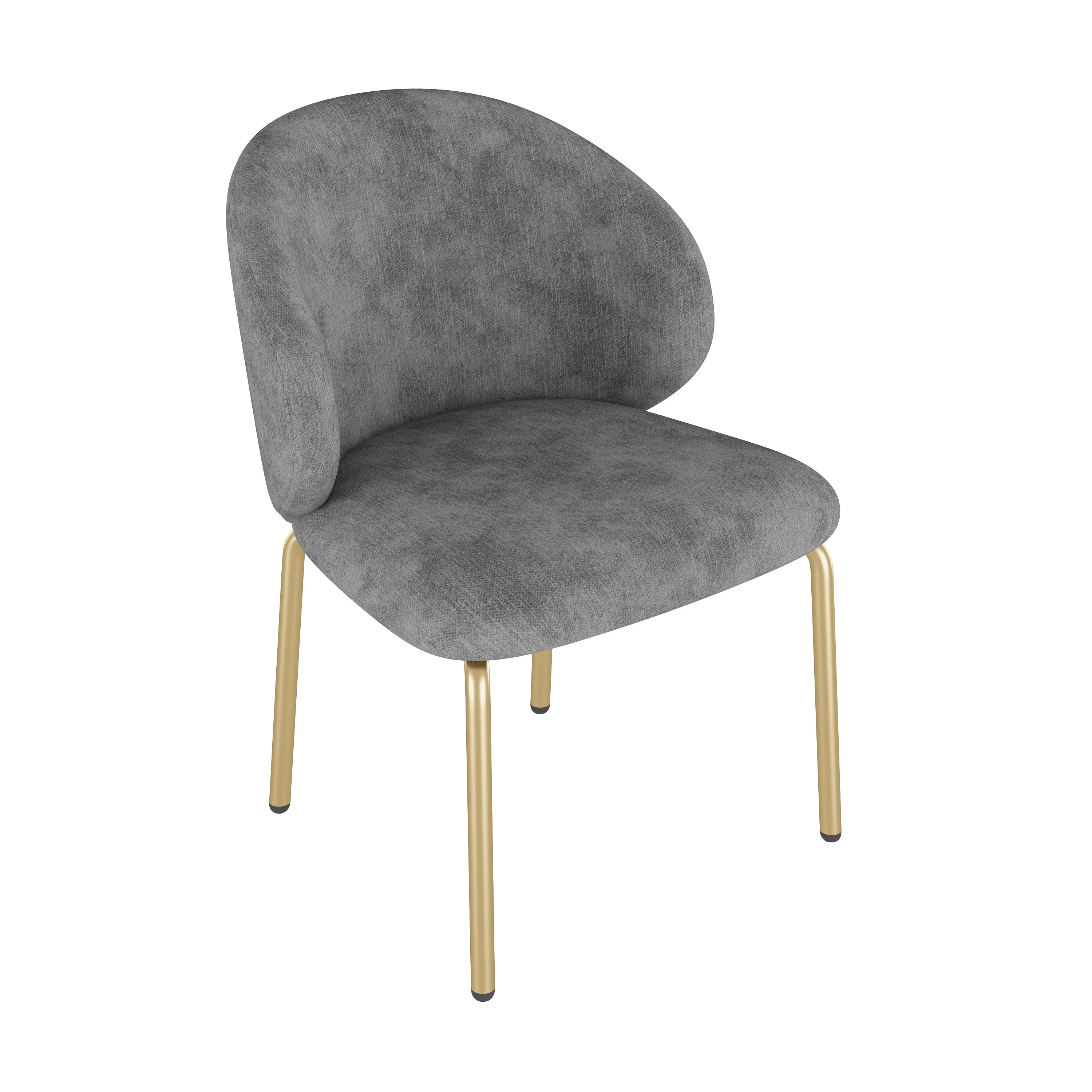 Dining Chairs and Lounge Chairs with Gold Legs, Set of 4, Grey Chenille - Image 10