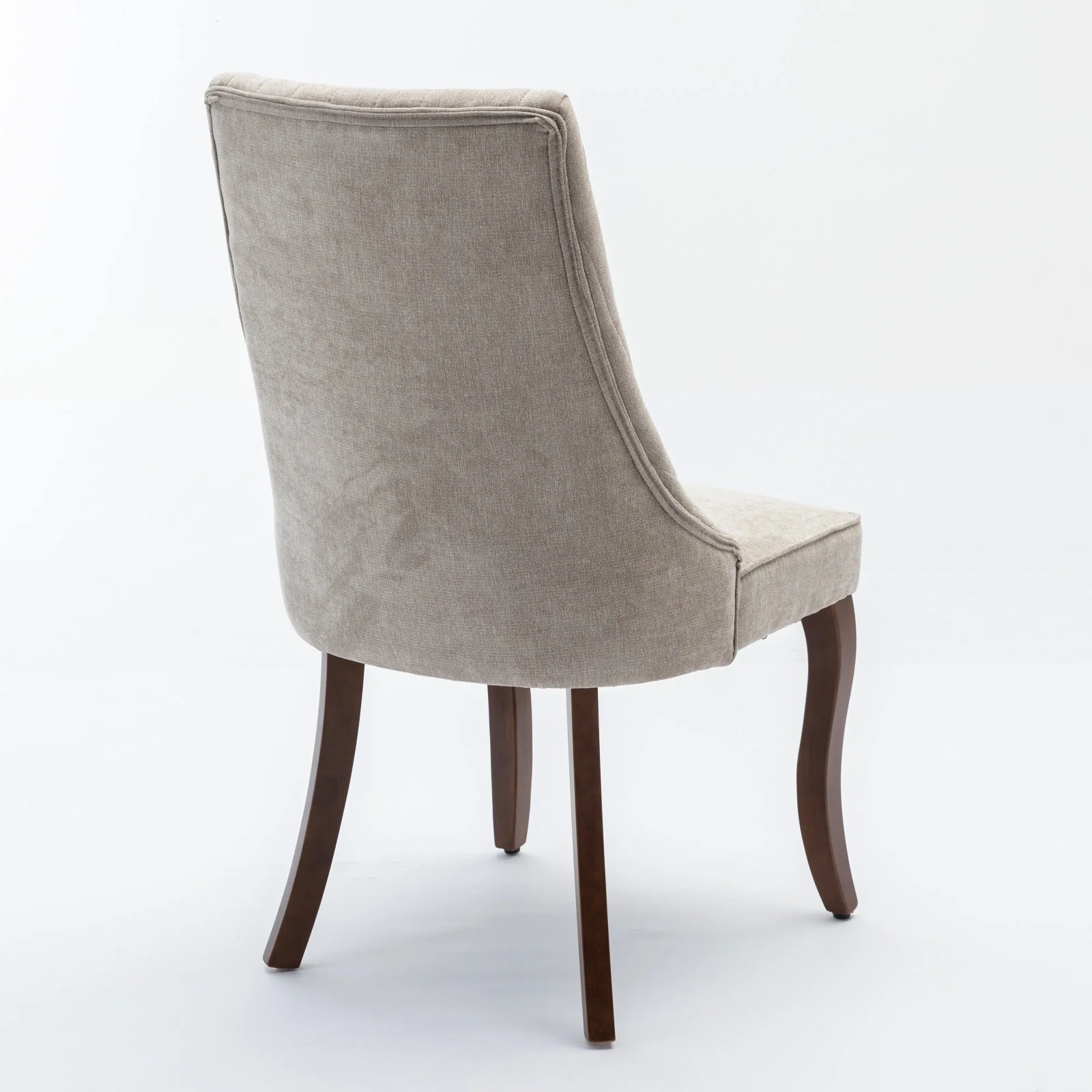 Dining Chairs Channel Upholstered Comfy Fabric Set of 2 with Curved Solid Wood Legs - Rayon Linen Beige - Image 6
