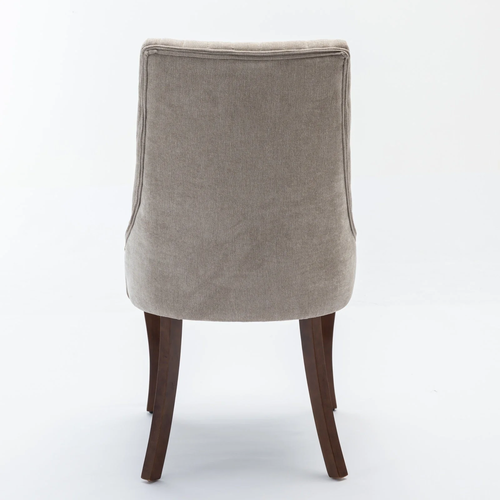 Dining Chairs Channel Upholstered Comfy Fabric Set of 2 with Curved Solid Wood Legs - Rayon Linen Beige - Image 7