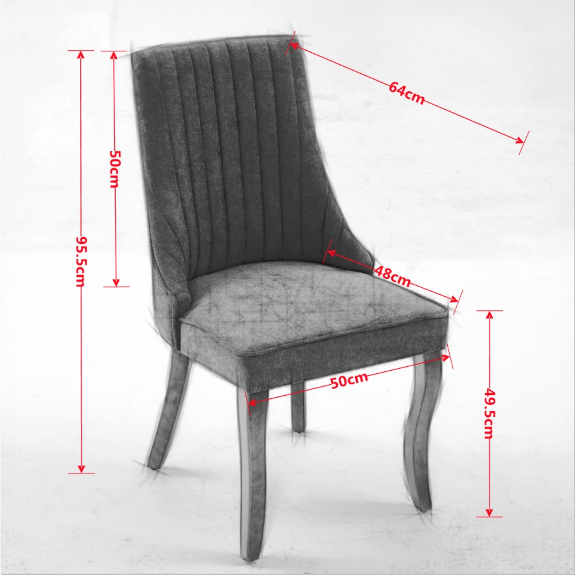 Dining Chairs Channel Upholstered Comfy Fabric Set of 2 with Curved Solid Wood Legs - Rayon Linen Beige - Image 8