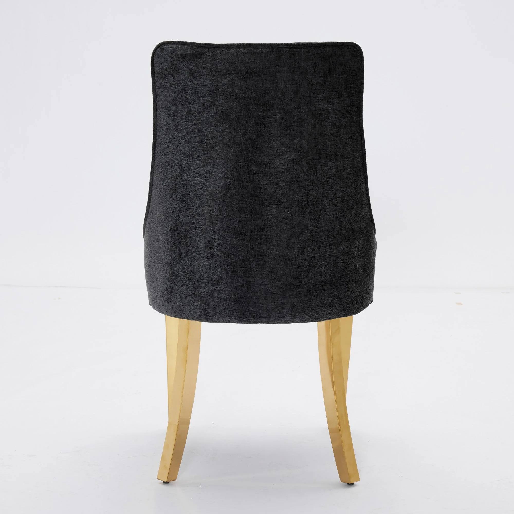 Dining Chairs, Set of 2 Accent Chair Golden Stainless Steel Legs, Chenille Black - Image 7