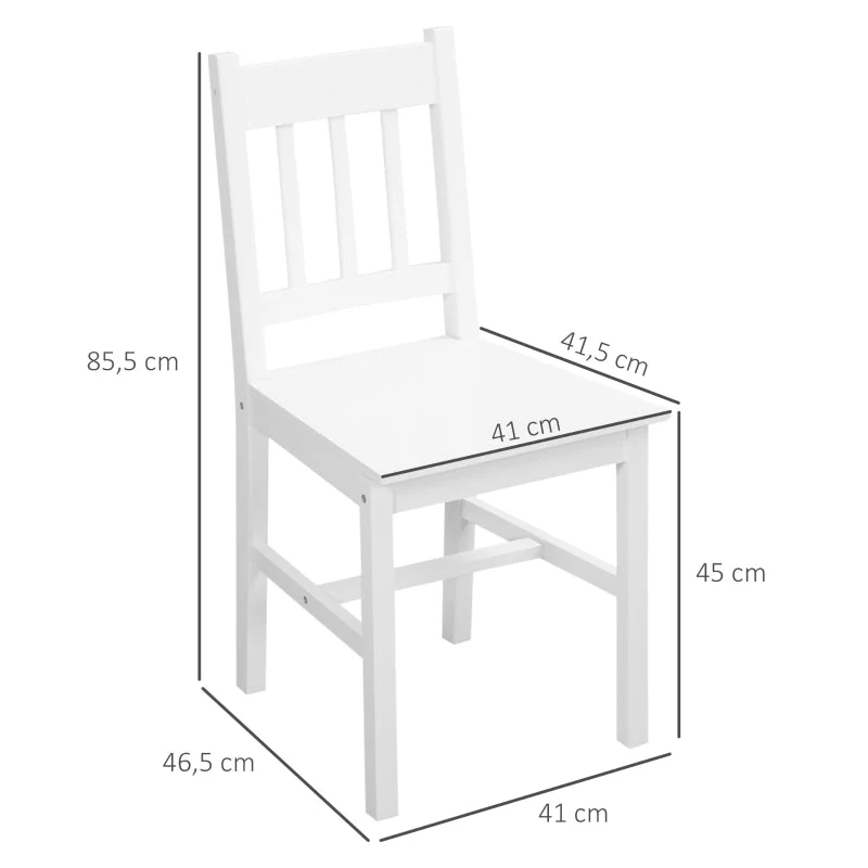 Dining Chairs, Set of 2 Solid Wood, White - Image 3