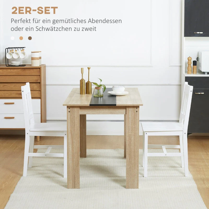 Dining Chairs, Set of 2 Solid Wood, White - Image 4