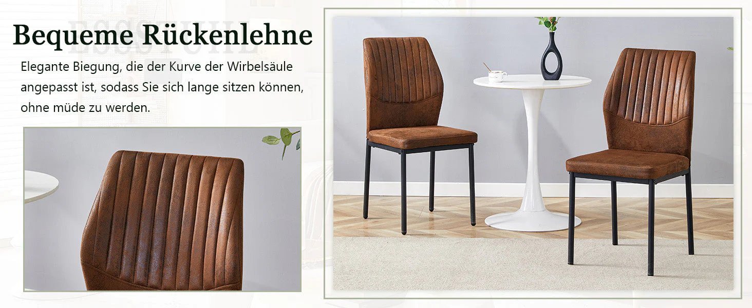 Dining Chairs Set of 4, Lightweight Luxury Style with Tech Fabric and Metal Legs, Brown and Black - Image 10