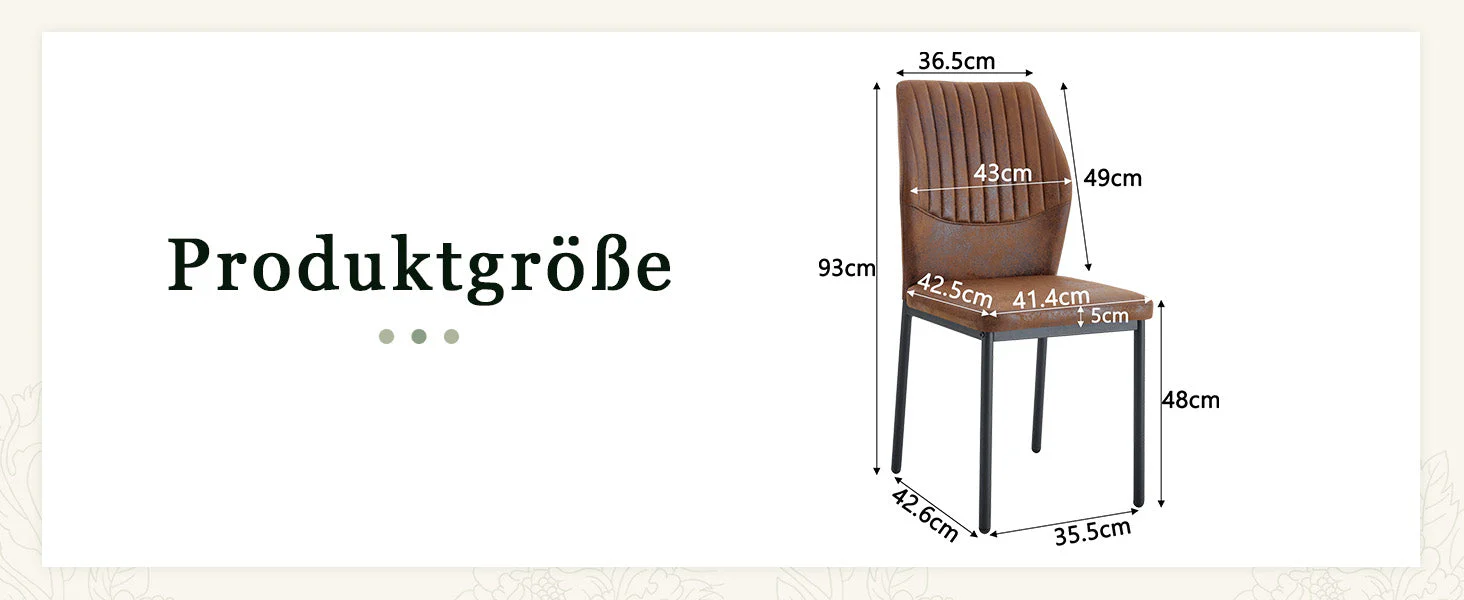 Dining Chairs Set of 4, Lightweight Luxury Style with Tech Fabric and Metal Legs, Brown and Black - Image 8