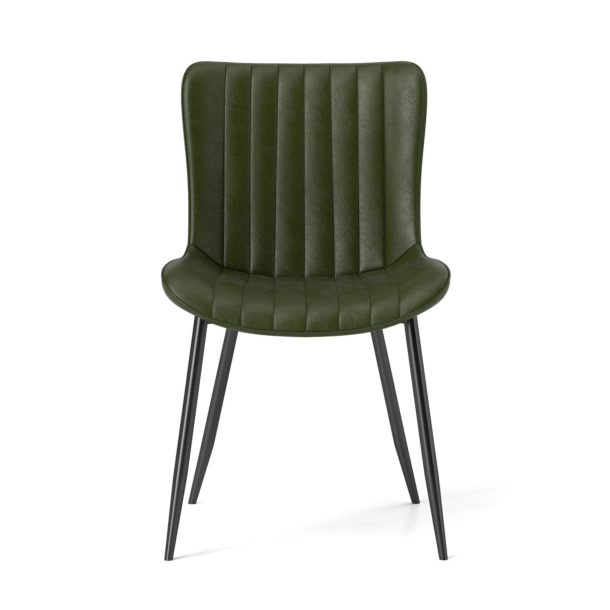 Dining Chairs Set of 4 Modern Faux Leather Armchairs - Green PU - Image 3