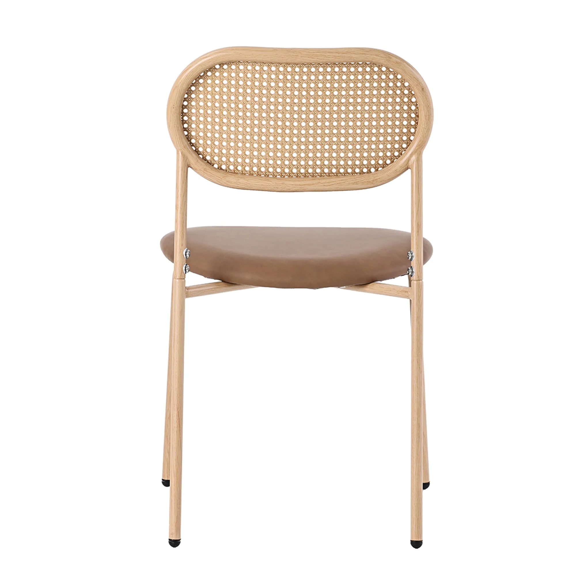 Dining Chairs Set of 4 Rattan Metal Legs Modern Style - Brown - Image 8