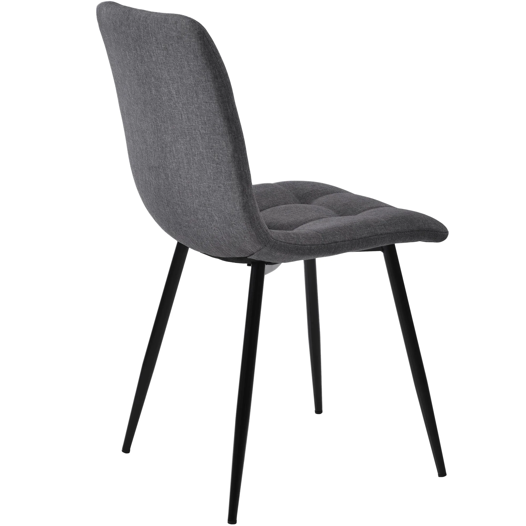 Dining Set 140x80cm Modern Kitchen Table 4 Chairs Black/Dark Grey Linen - Image 9