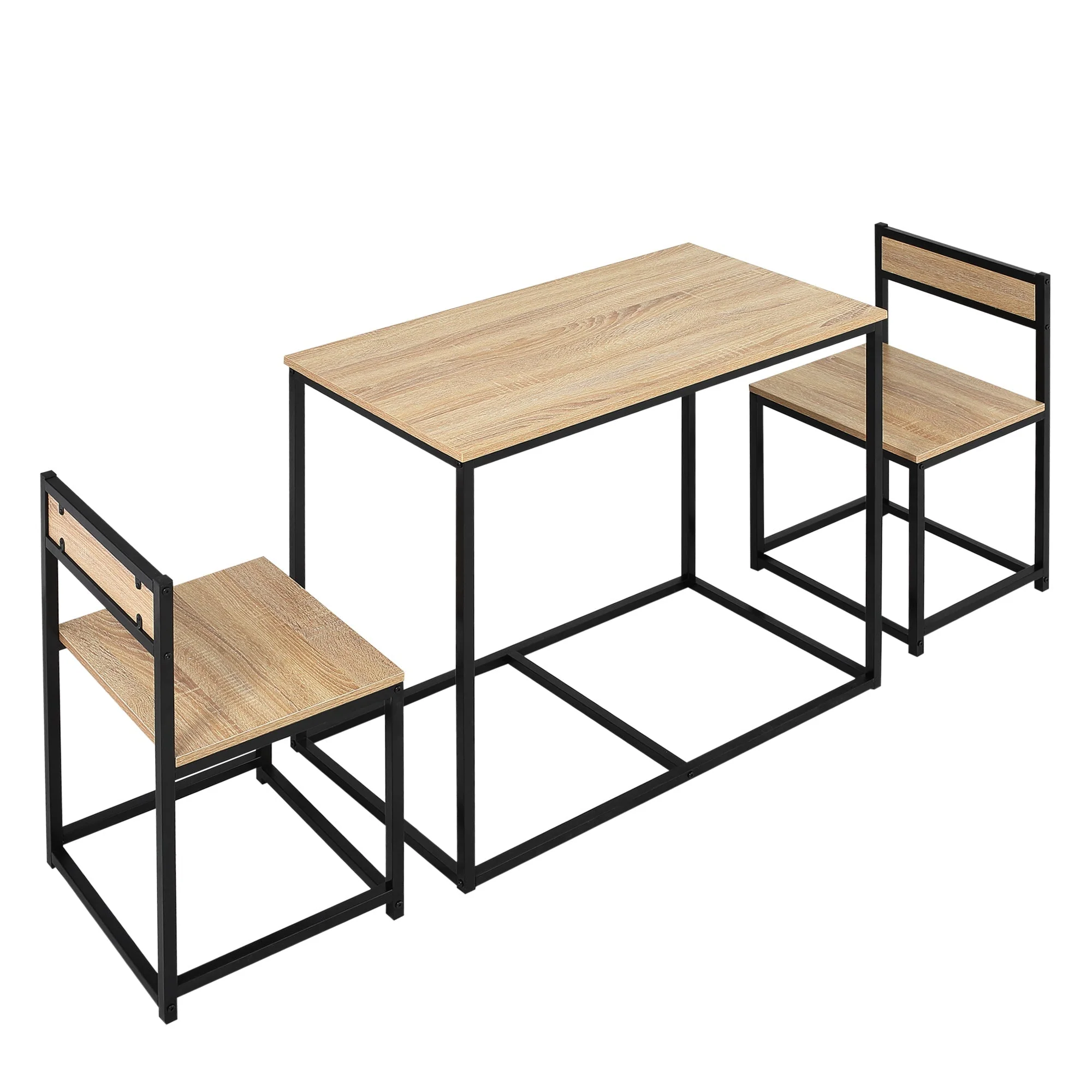 Dining Set 3-Piece 2 Chairs Small Spaces, Oak - Image 2