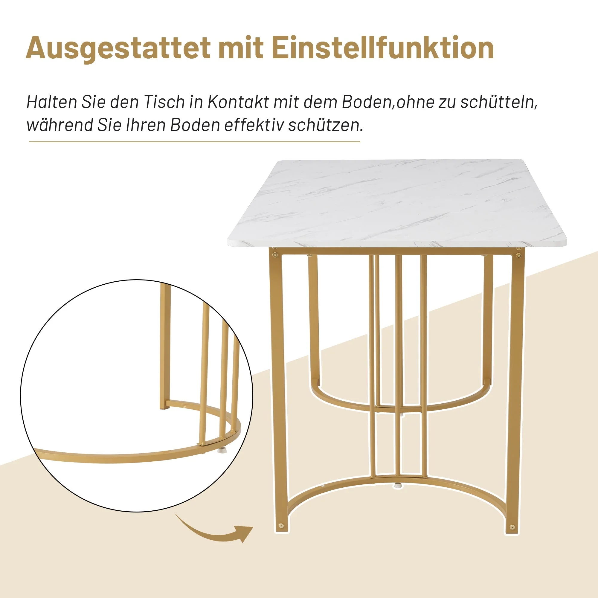 Dining Set 5-Piece 140x80cm Modern Table & 4 Chairs Dark Green Velvet White MDF Gold - Image 9