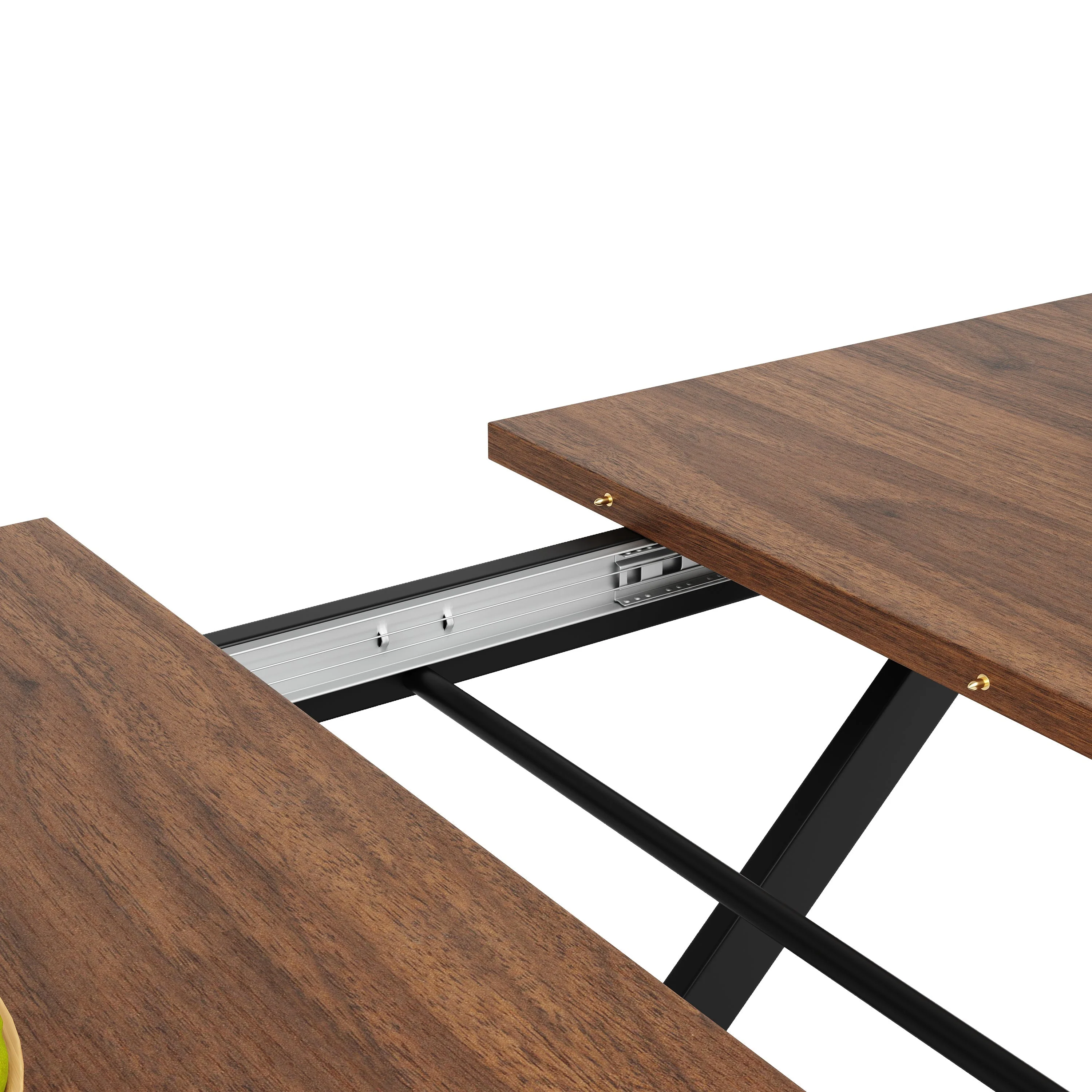 Dining Set, 5-Piece Extendable for 4, Black Velvet & Walnut - Image 7