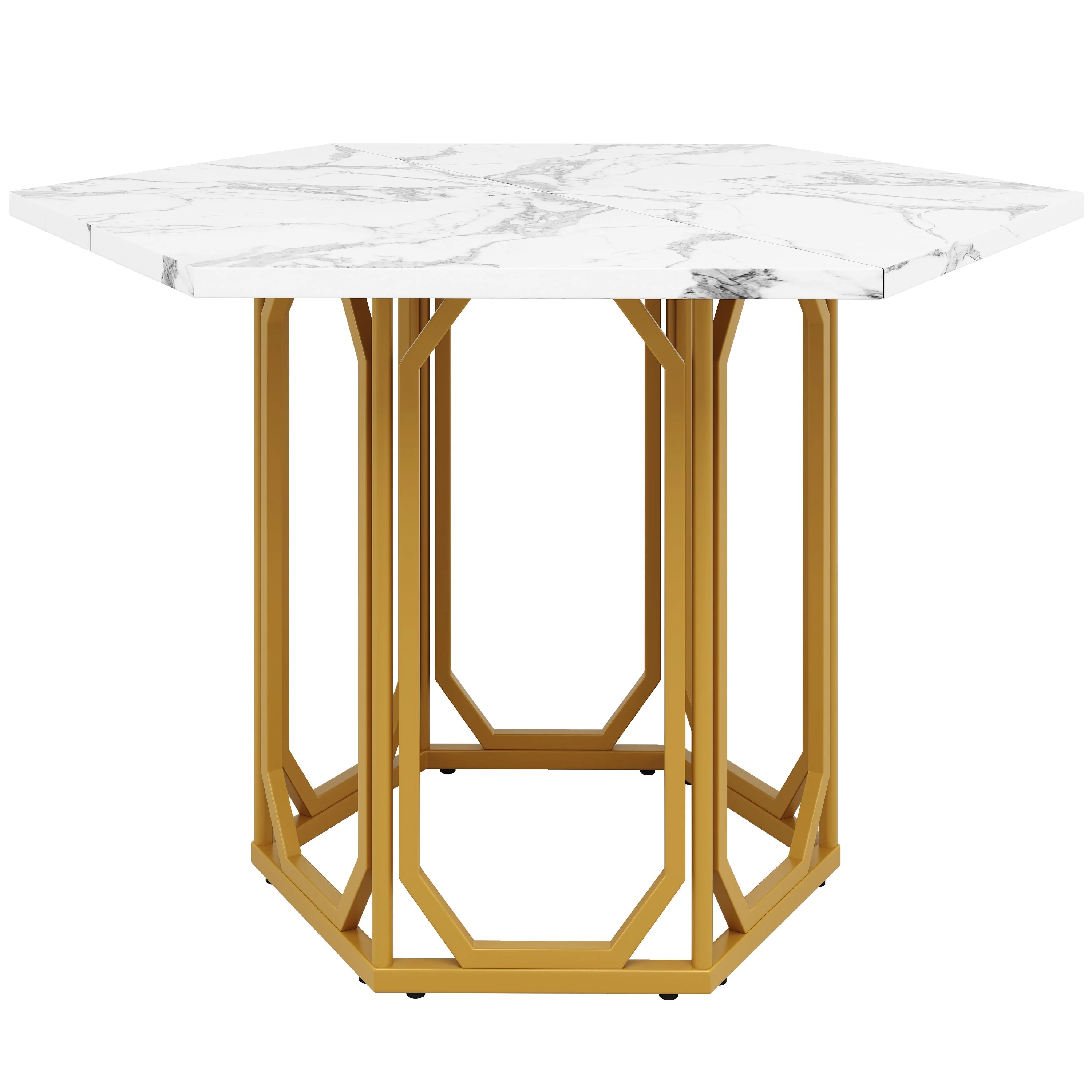 Dining Set 5-Piece Hexagonal Marble Top - Grey - Image 9