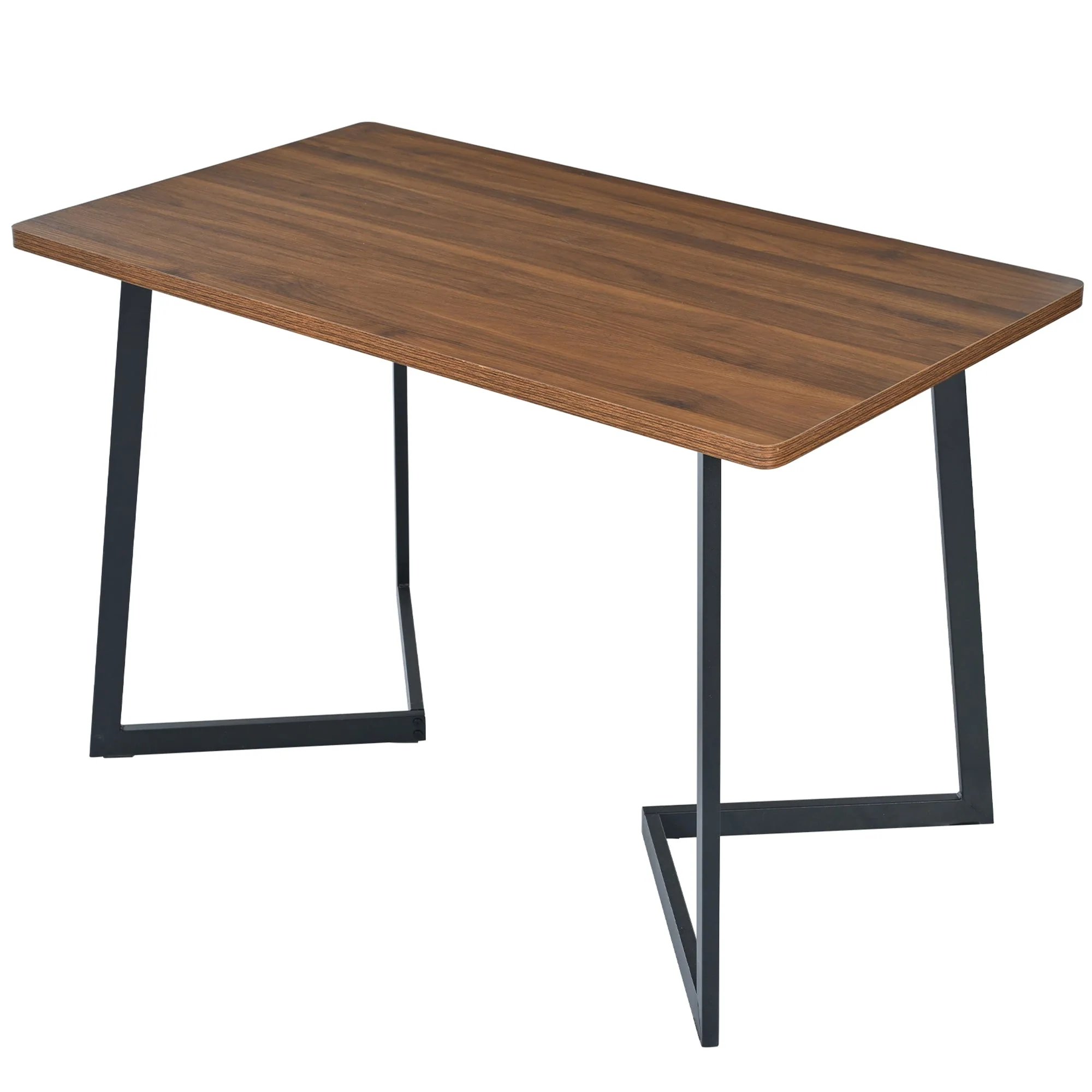 Dining Set 5-Piece Modern Kitchen Table 4 Chairs Black Metal Legs Walnut MDF Dark Grey Velvet - Image 8