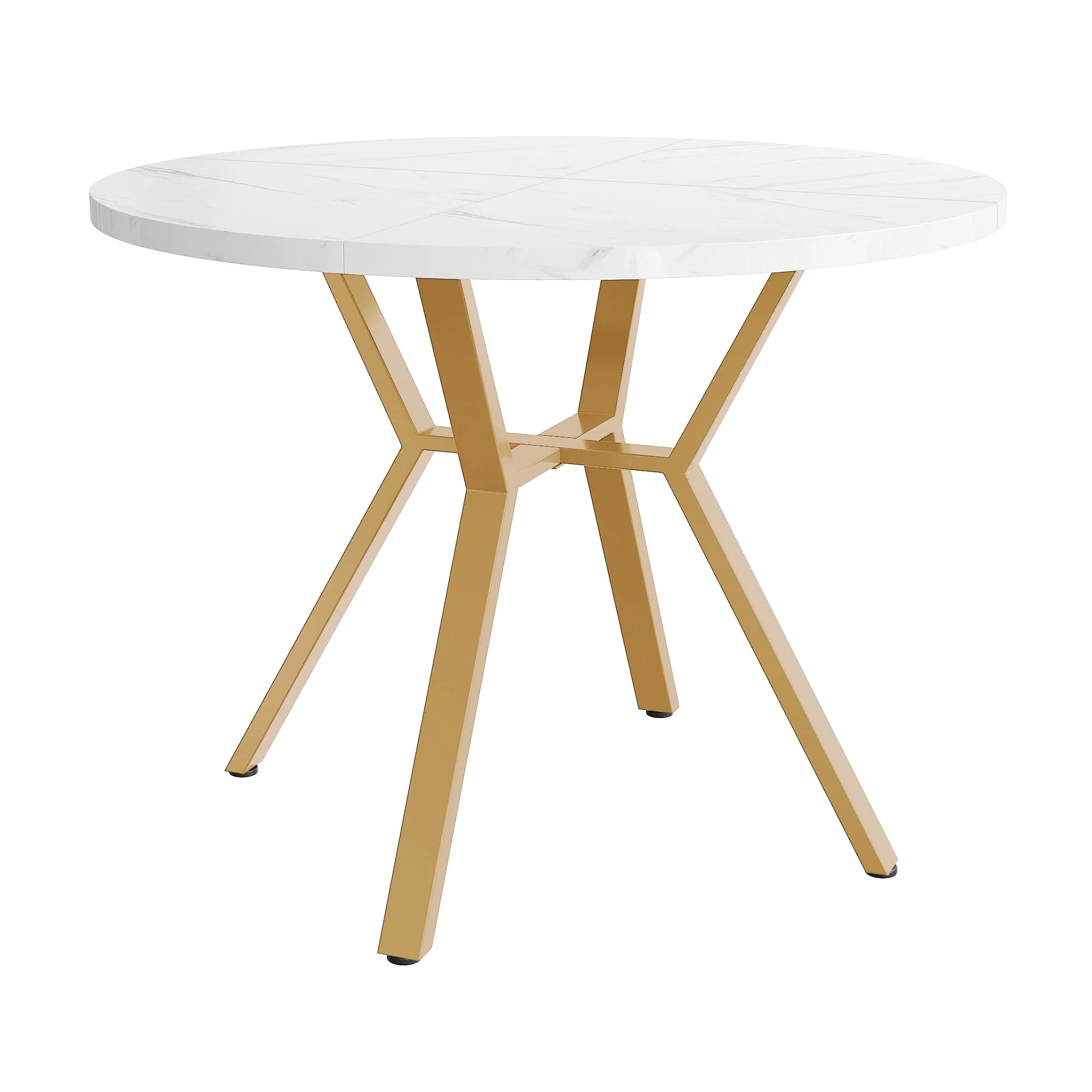 Dining Set 5-Piece Round Marble Table 4 Velvet Chairs - Grey - Image 9