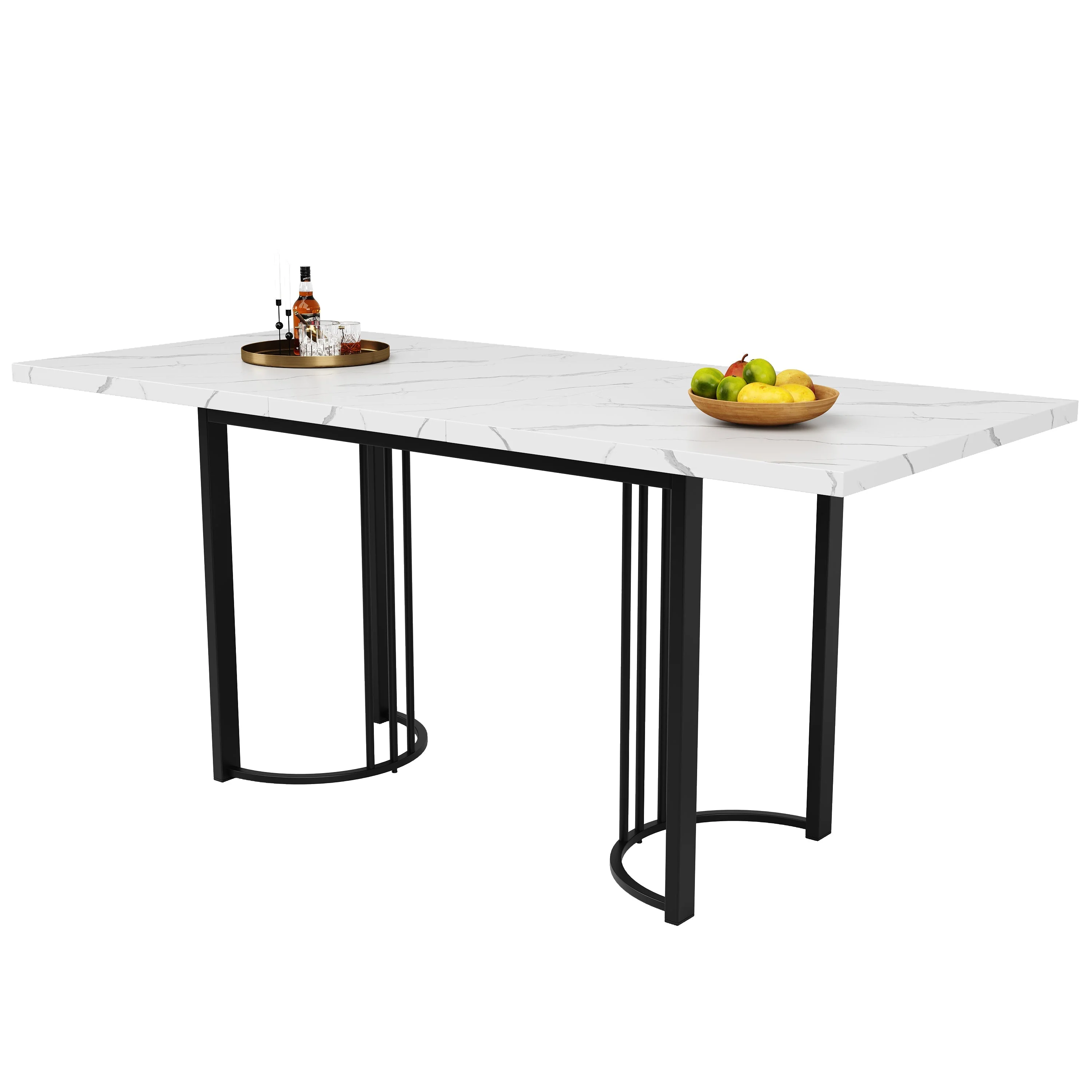 Dining Set Extendable 5-Piece Rectangular Table 4 Chairs - Black Velvet - Image 7